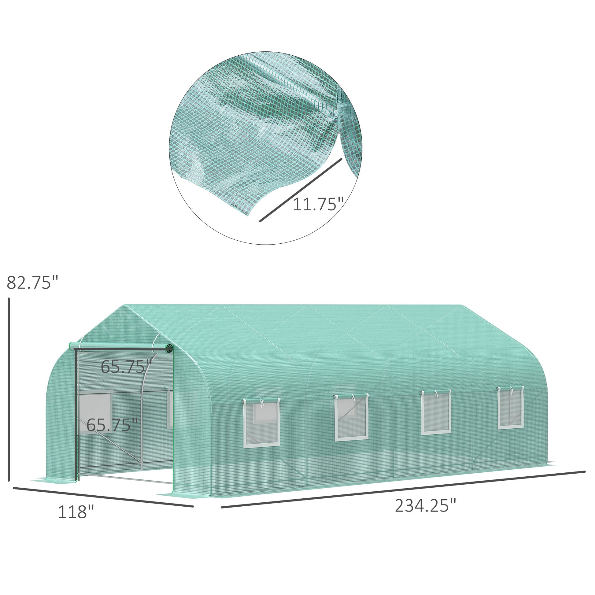 20x10x7ft Walk-in Steeple Greenhouse - Green Tunnel Shed-DECOROLALA