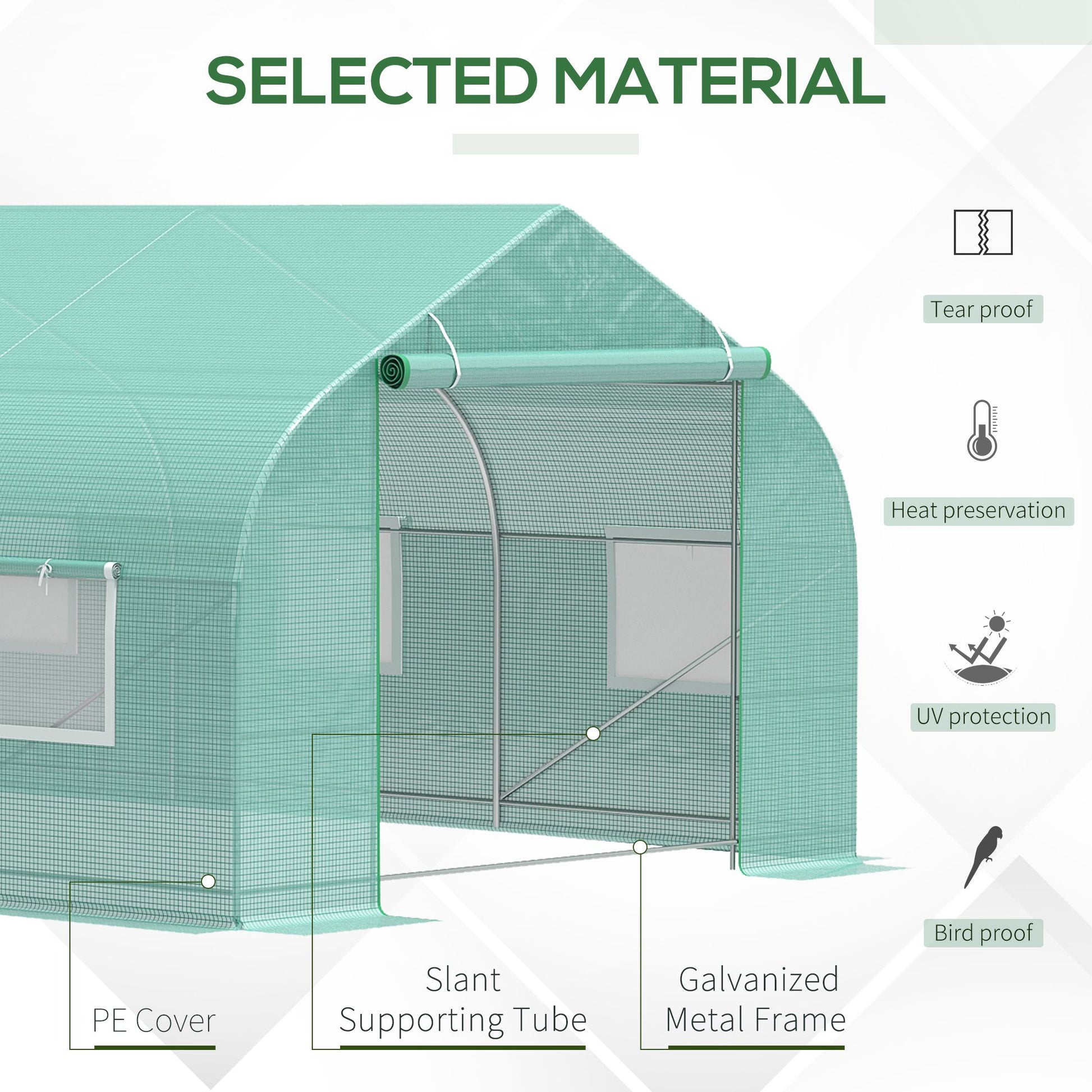 20x10x7ft Walk-in Steeple Greenhouse - Green Tunnel Shed-DECOROLALA