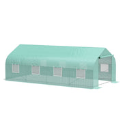 20x10x7ft Walk-in Steeple Greenhouse - Green Tunnel Shed-DECOROLALA