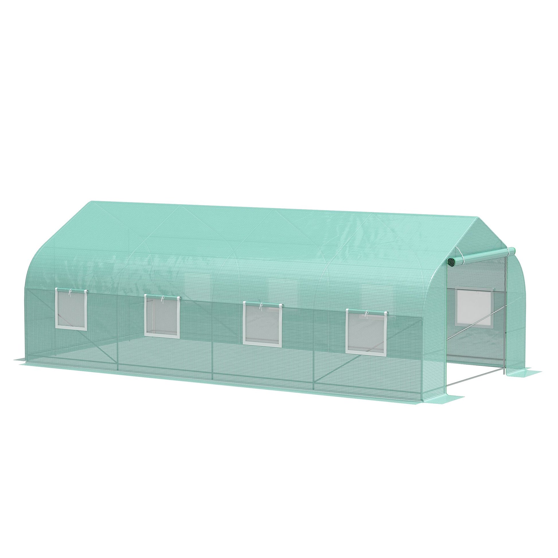 20x10x7ft Walk-in Steeple Greenhouse - Green Tunnel Shed-DECOROLALA