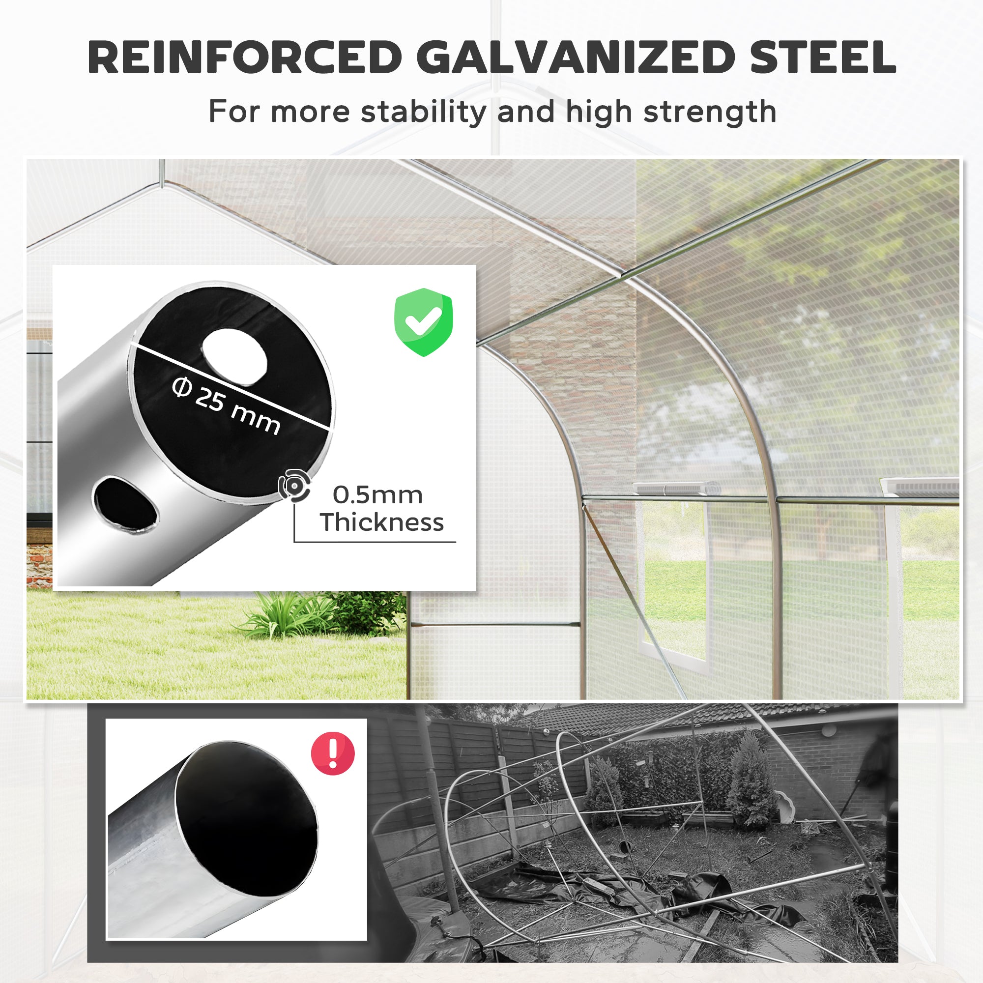 20x10x7ft Walk-in Tunnel Greenhouse with 8 Windows - White-DECOROLALA