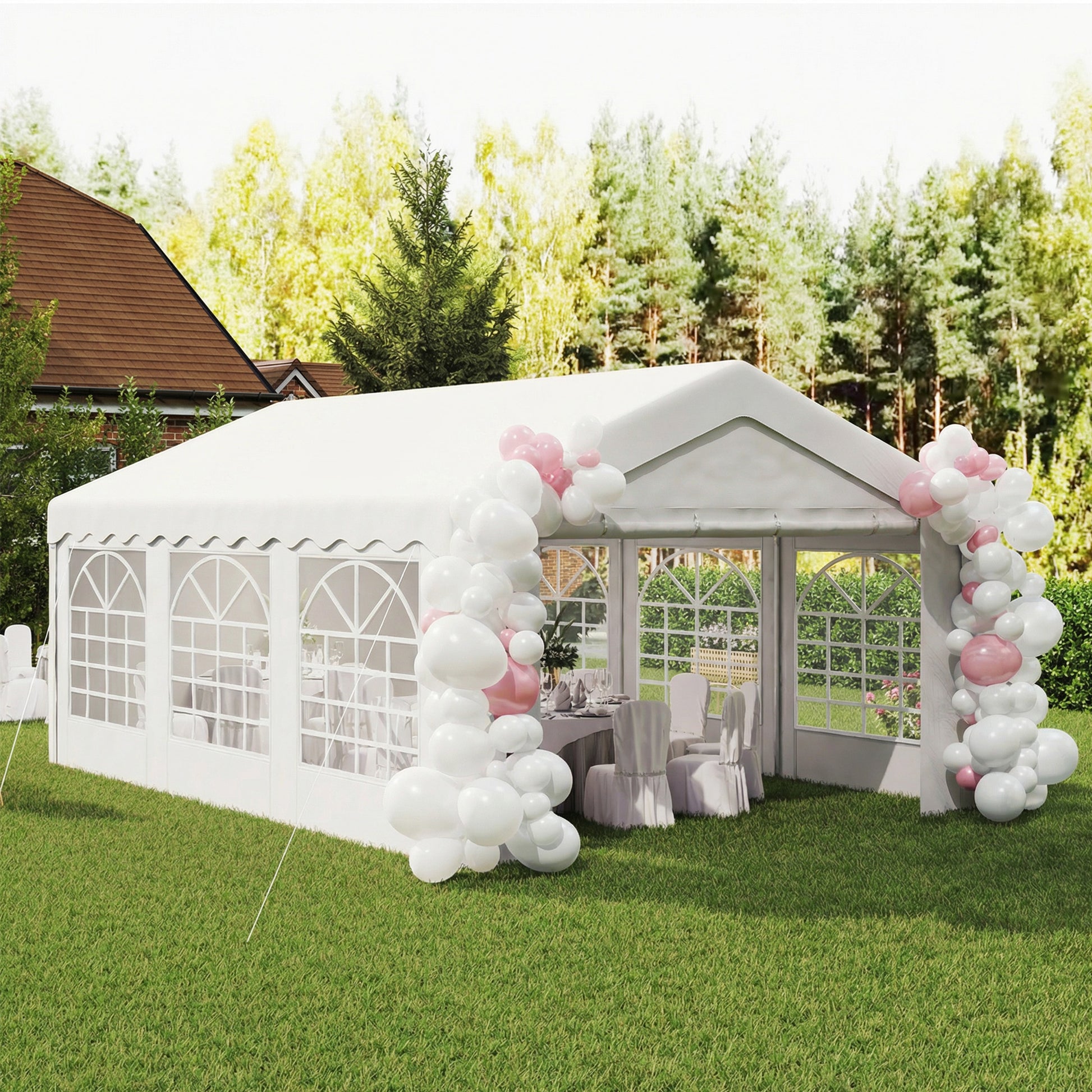 20'x13' Heavy Duty Event Tent Gazebo with Sidewalls White-DECOROLALA