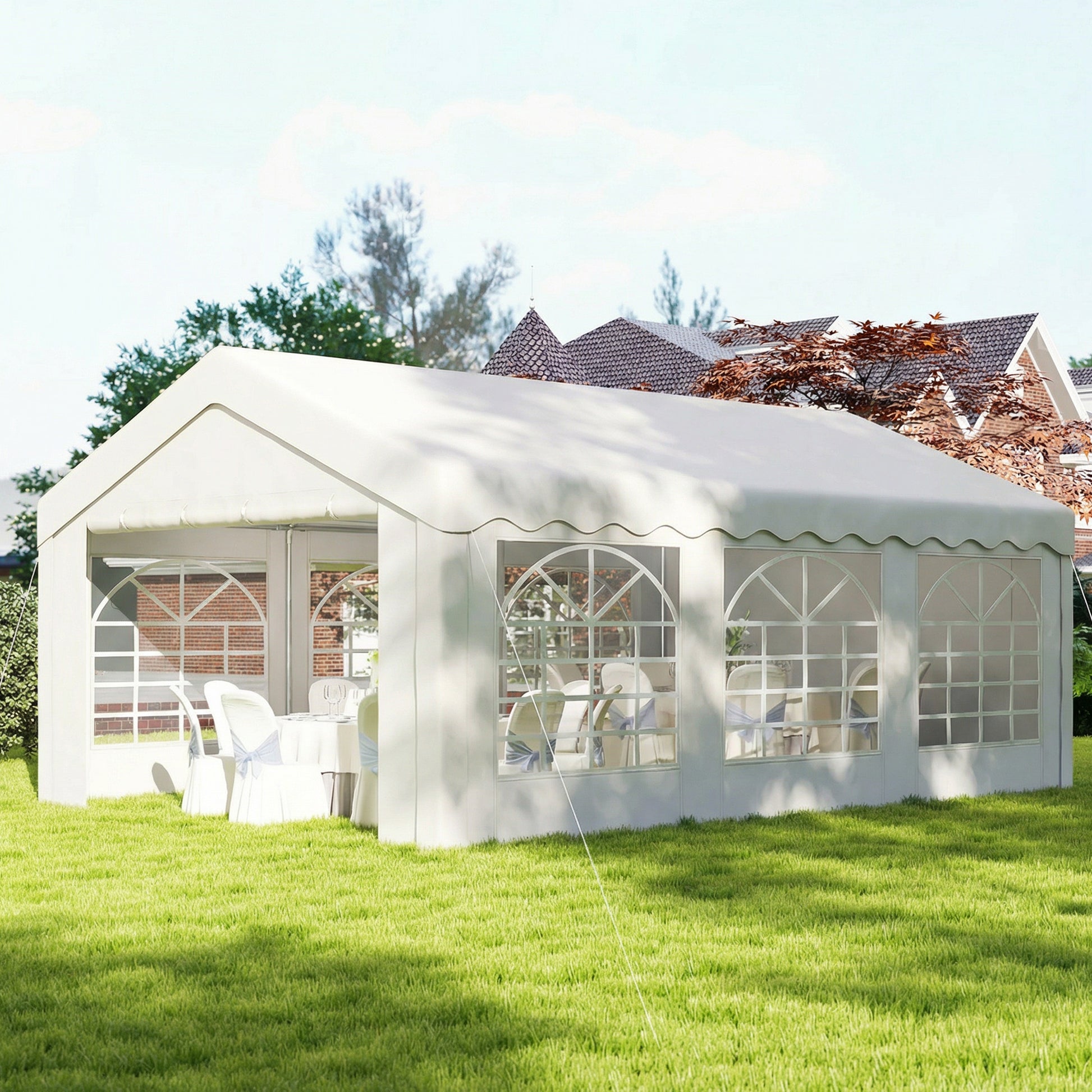 20'x13' Heavy Duty Event Tent Gazebo with Sidewalls White-DECOROLALA
