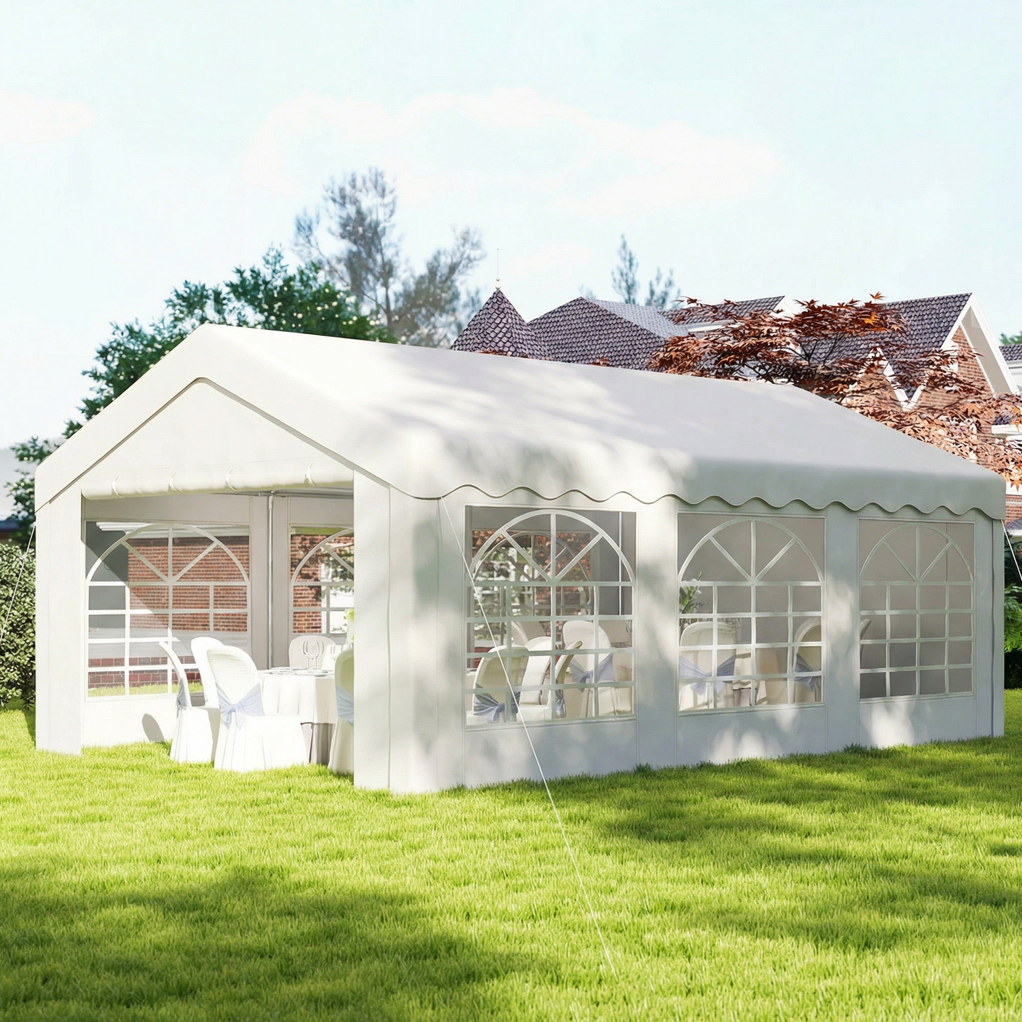 20'x13' Heavy Duty Event Tent Gazebo with Sidewalls White-DECOROLALA