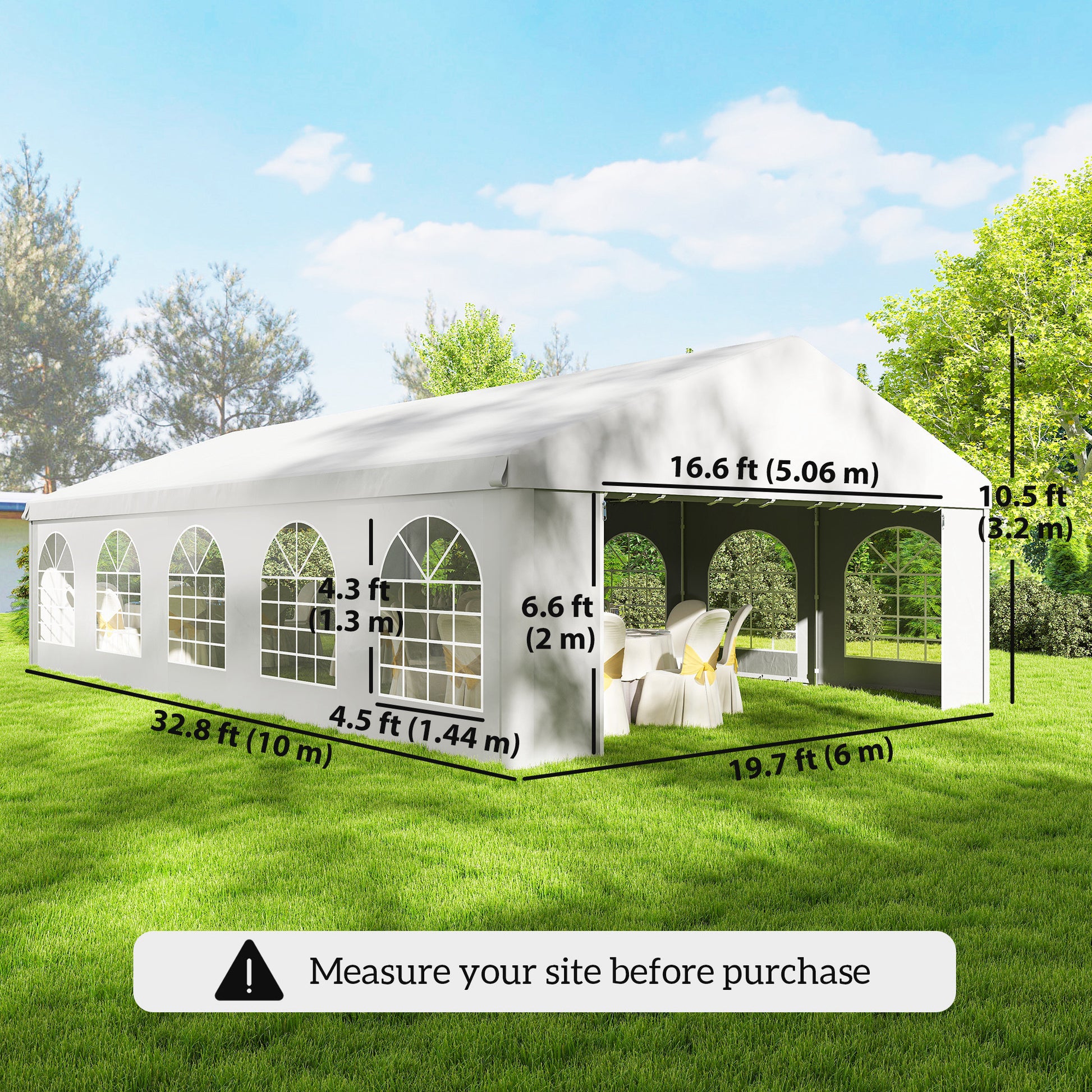 20'x33' Heavy Duty Party Tent & Carport - White Canopy Gazebo-Patio & Garden > Wedding & Events Tents > Canopy Tents-DECOROLALA