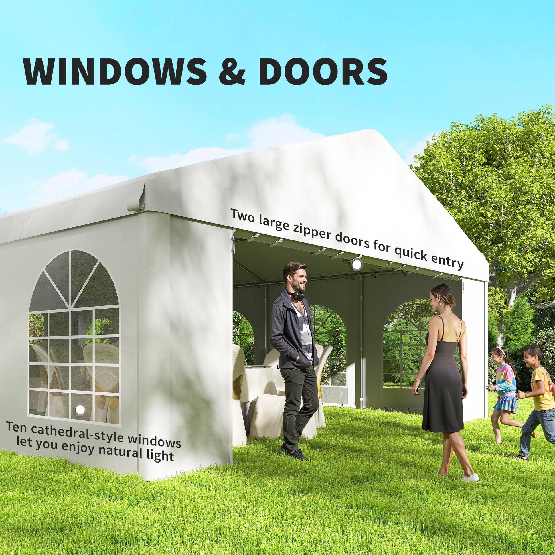 20'x33' Heavy Duty Party Tent & Carport - White Canopy Gazebo-Patio & Garden > Wedding & Events Tents > Canopy Tents-DECOROLALA