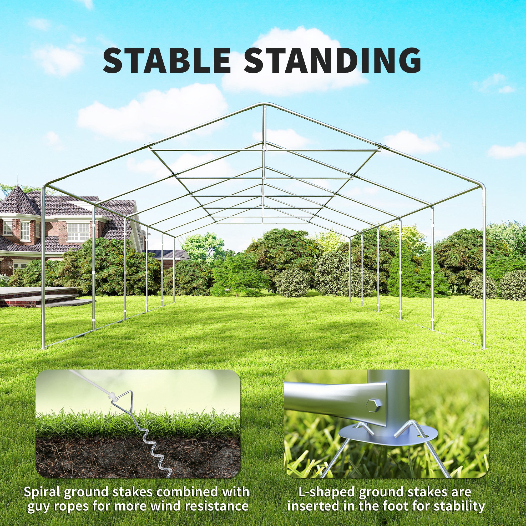 20'x33' Heavy Duty Party Tent & Carport - White Canopy Gazebo-Patio & Garden > Wedding & Events Tents > Canopy Tents-DECOROLALA