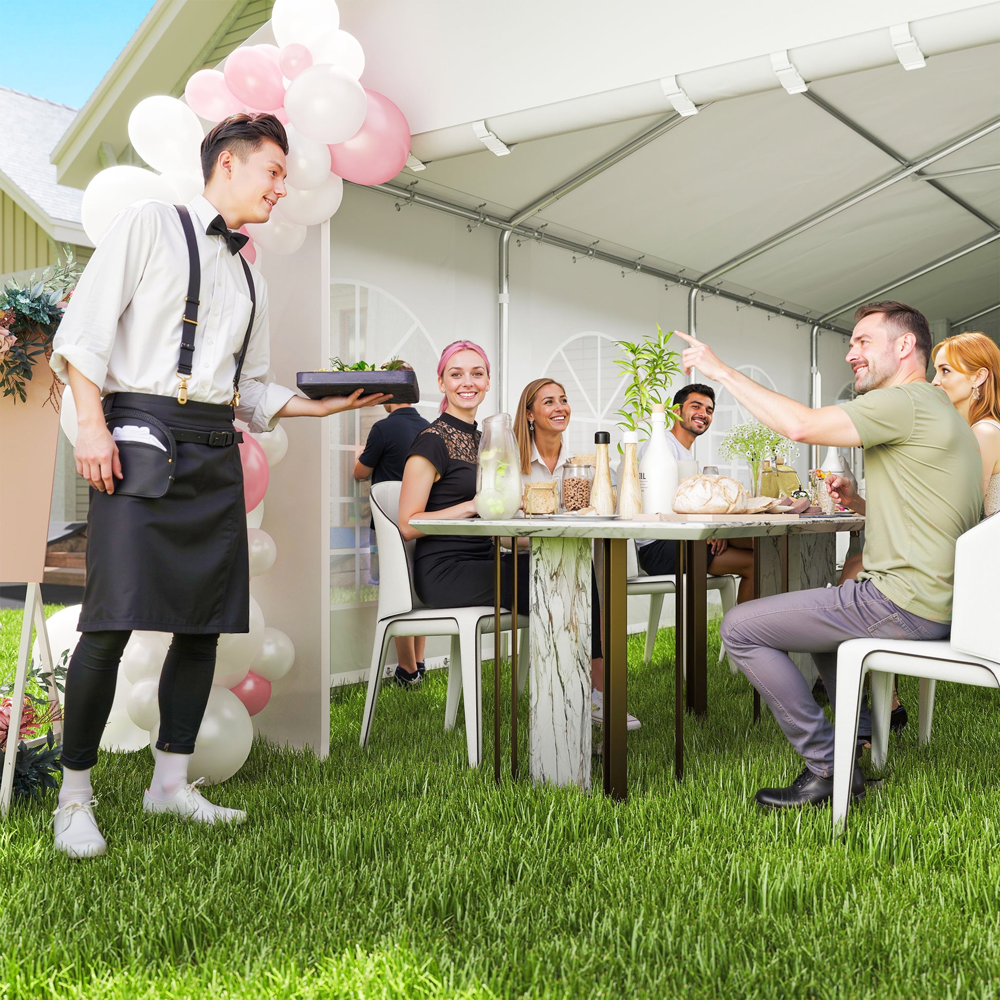 20'x33' Heavy Duty Party Tent & Carport - White Canopy Gazebo-Patio & Garden > Wedding & Events Tents > Canopy Tents-DECOROLALA