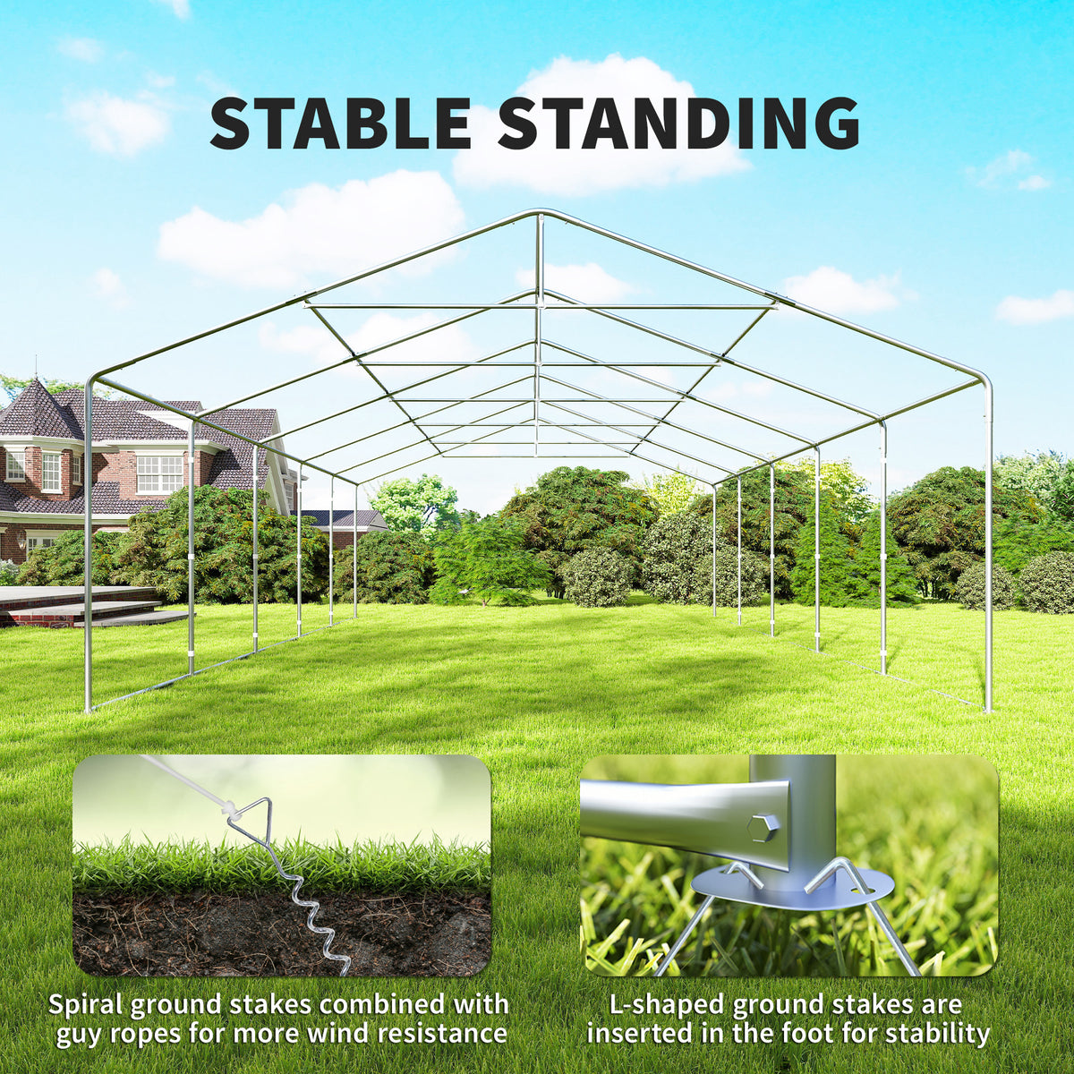 20'x33' Heavy Duty Party Tent & Carport - White Canopy Gazebo-Patio & Garden > Wedding & Events Tents > Canopy Tents-DECOROLALA