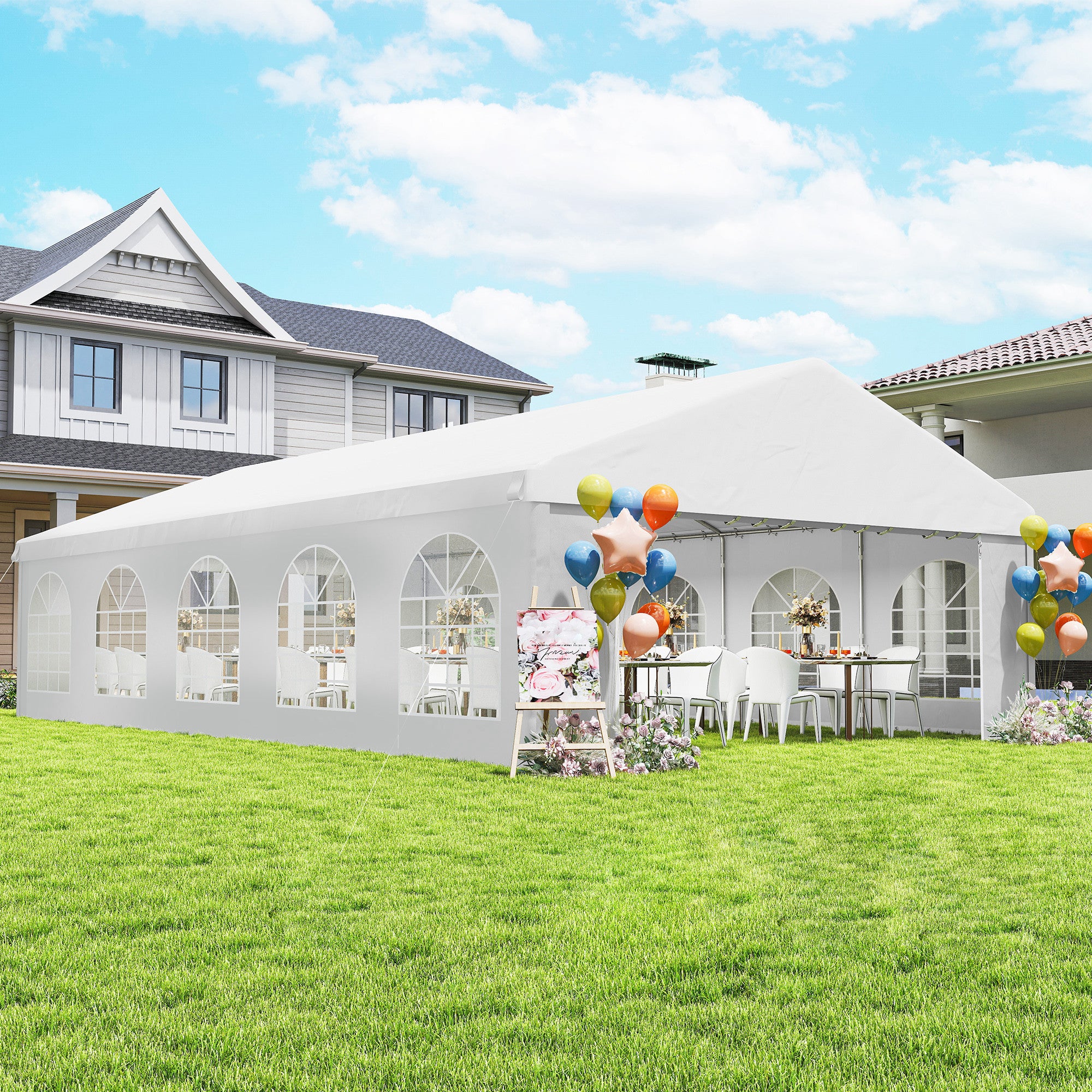 20'x33' Heavy Duty Party Tent & Carport - White Canopy Gazebo-Patio & Garden > Wedding & Events Tents > Canopy Tents-DECOROLALA