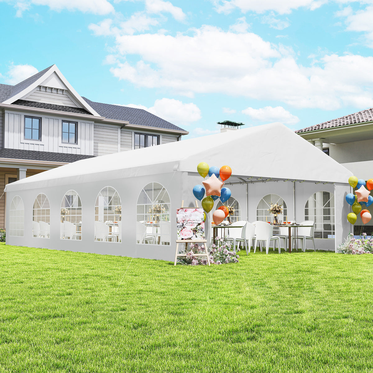 20'x33' Heavy Duty Party Tent & Carport - White Canopy Gazebo-Patio & Garden > Wedding & Events Tents > Canopy Tents-DECOROLALA