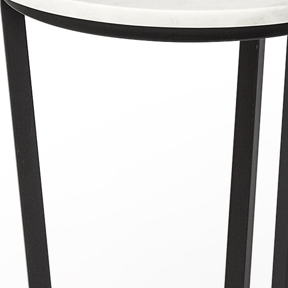 21" Black And White Marble Round End Table-End-Side Tables-DECOROLALA