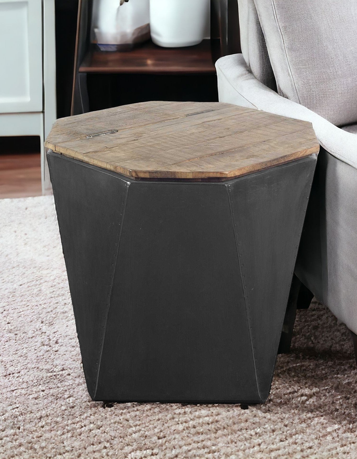 21" Black Solid Wood End Table-End-Side Tables-DECOROLALA