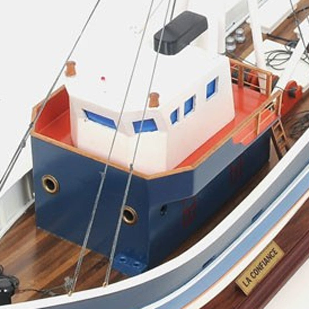 21" Blue and White 1797 La Confiance Boat Hand Painted Decorative Boat-Sculptures-DECOROLALA