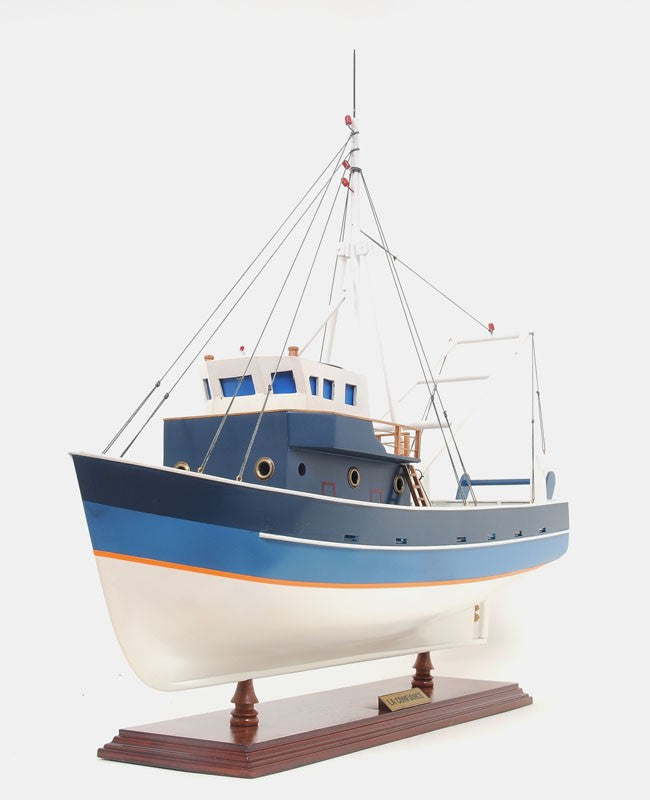 21" Blue and White 1797 La Confiance Boat Hand Painted Decorative Boat-Sculptures-DECOROLALA