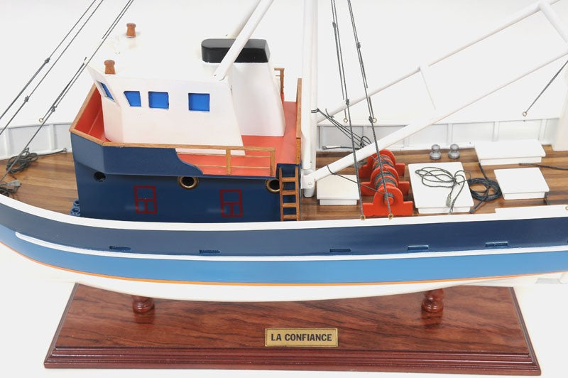 21" Blue and White 1797 La Confiance Boat Hand Painted Decorative Boat-Sculptures-DECOROLALA