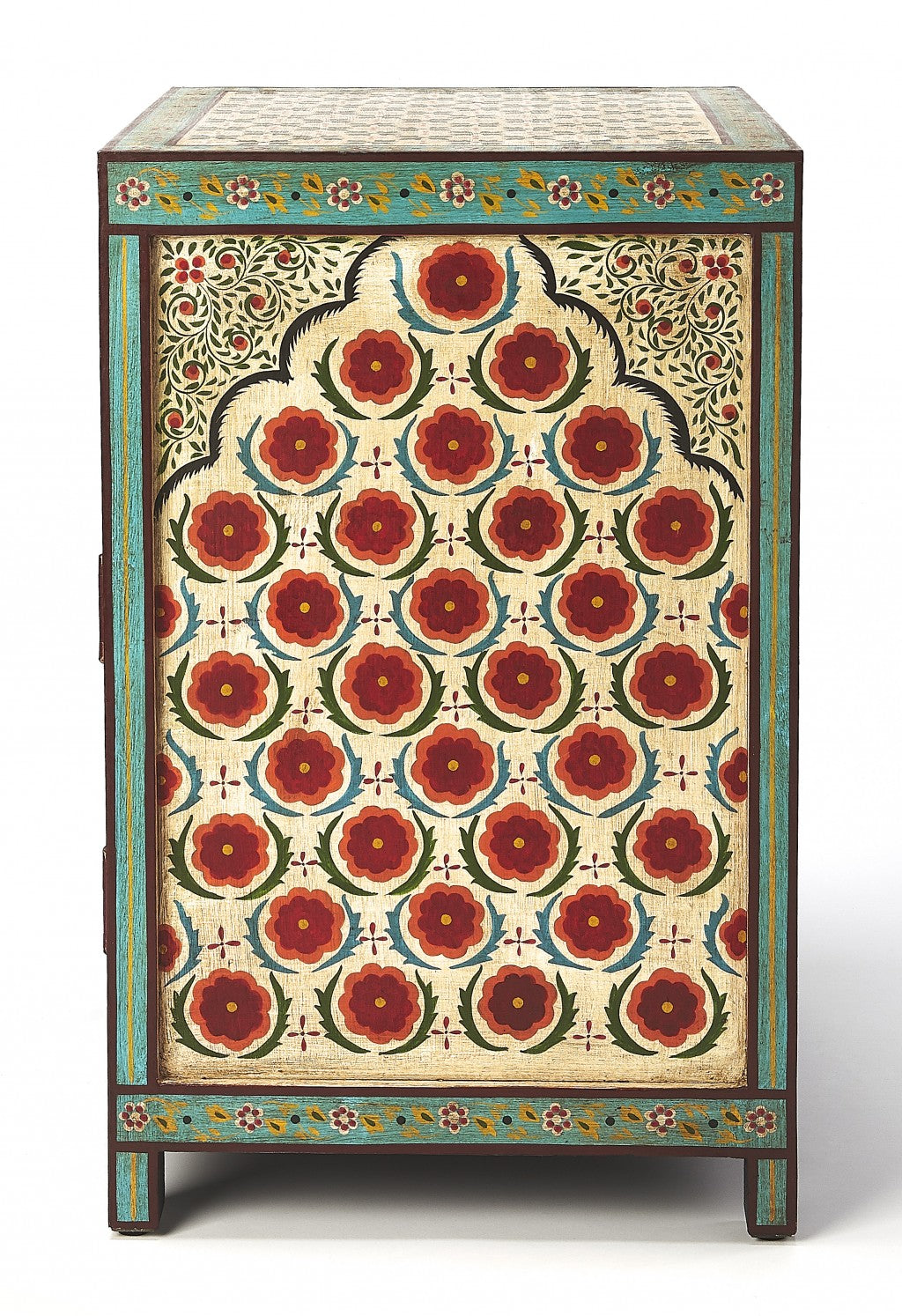 21" Brown And Green And Ivory Standard Accent Cabinet With One Drawer-Cabinets-DECOROLALA