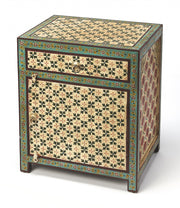 21" Brown And Green And Ivory Standard Accent Cabinet With One Drawer-Cabinets-DECOROLALA