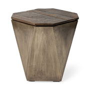 21" Brown Solid Wood End Table-End-Side Tables-DECOROLALA