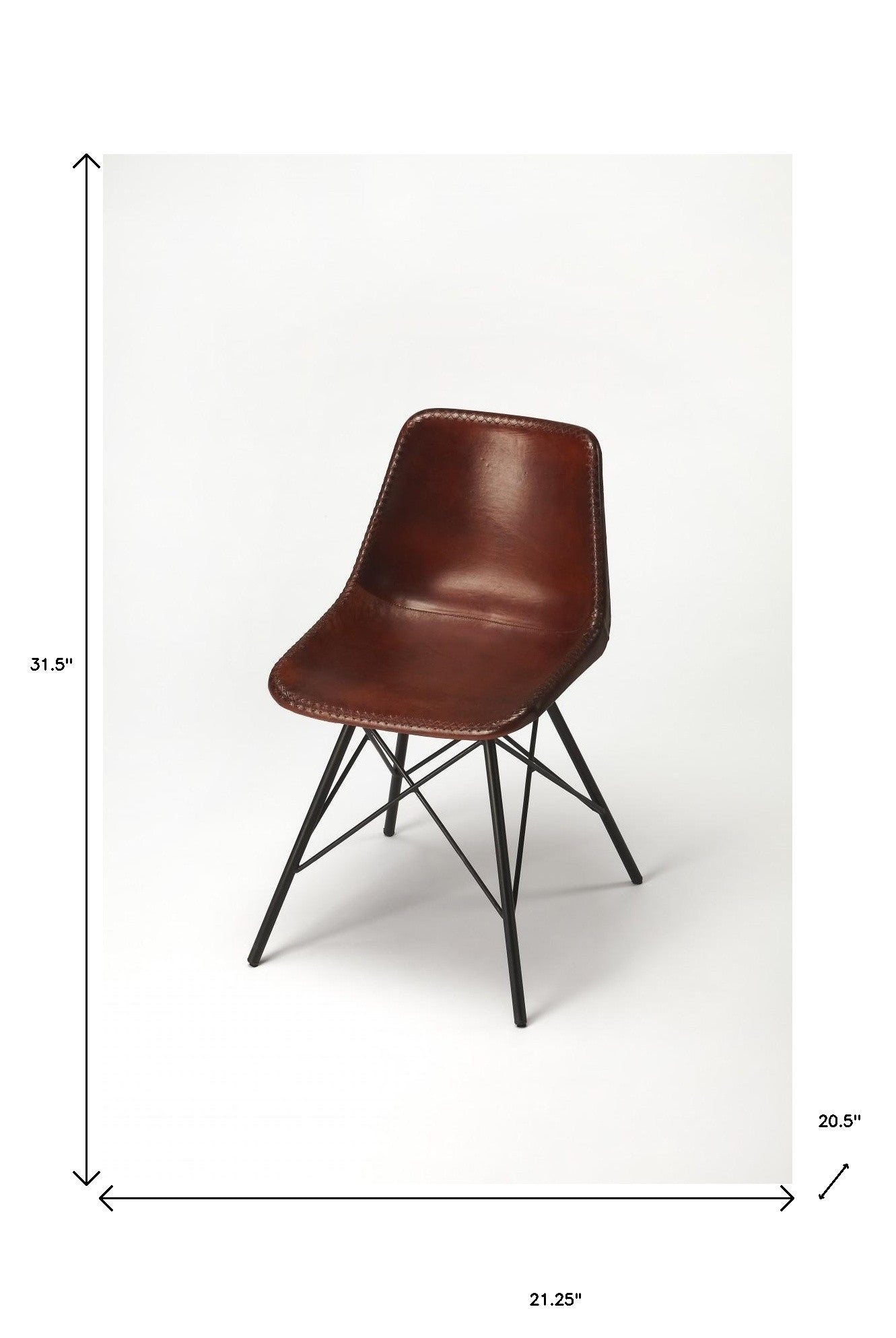 21" Brown and Black Faux Leather Side Chair-Accent Chairs-DECOROLALA