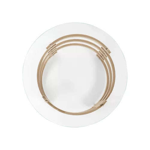 21" Champagne Glass And Iron Round End Table-End-Side Tables-DECOROLALA