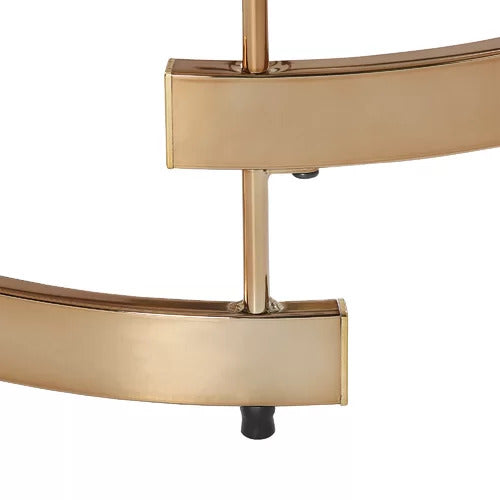 21" Champagne Glass And Iron Round End Table-End-Side Tables-DECOROLALA