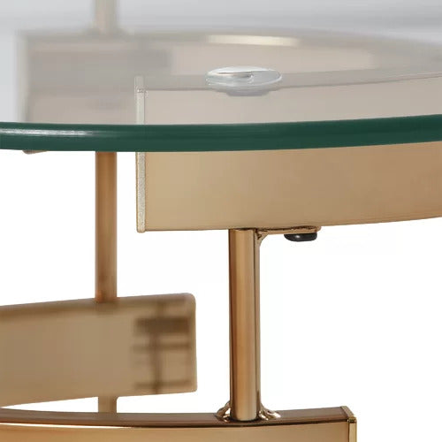 21" Champagne Glass And Iron Round End Table-End-Side Tables-DECOROLALA