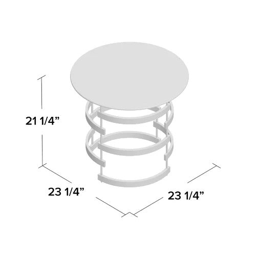 21" Champagne Glass And Iron Round End Table-End-Side Tables-DECOROLALA