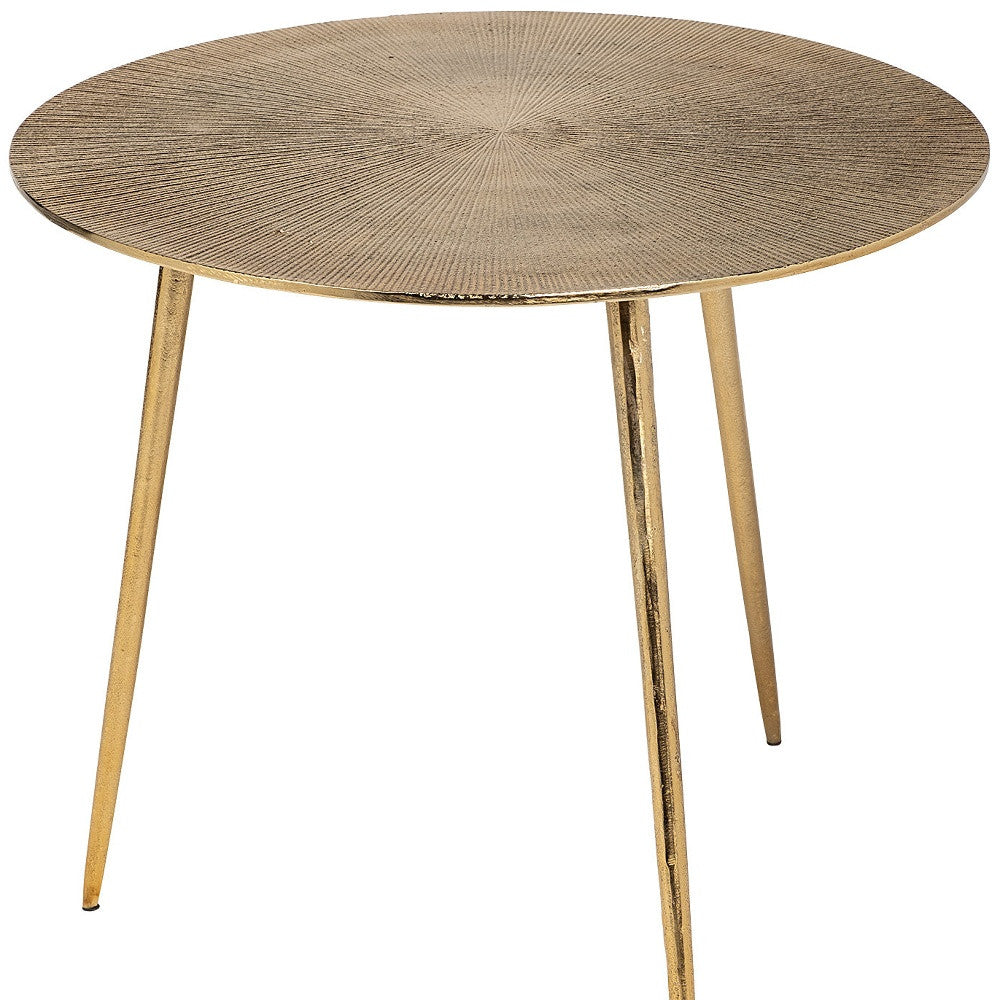 21" Gold Metal Round End Table-End-Side Tables-DECOROLALA