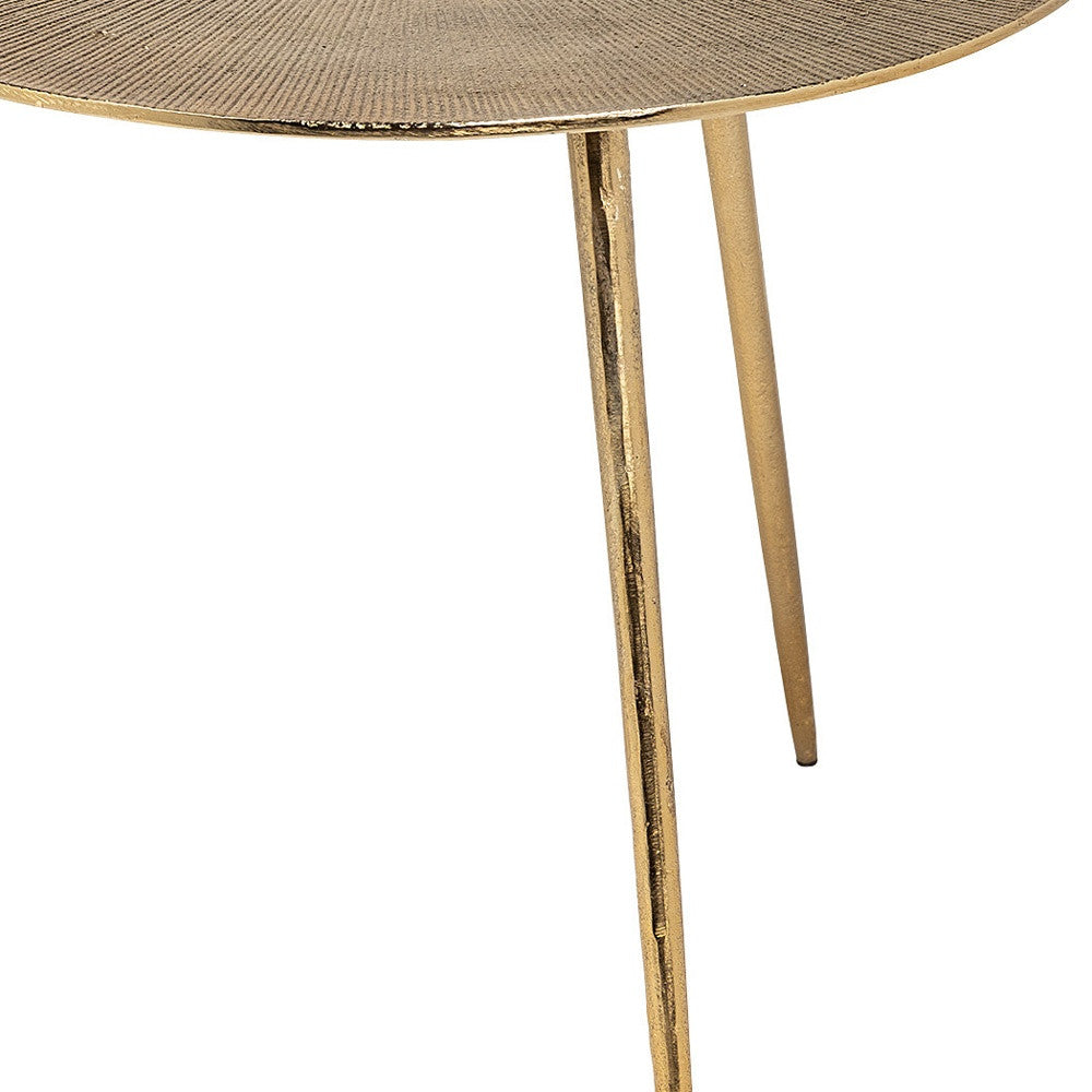 21" Gold Metal Round End Table-End-Side Tables-DECOROLALA