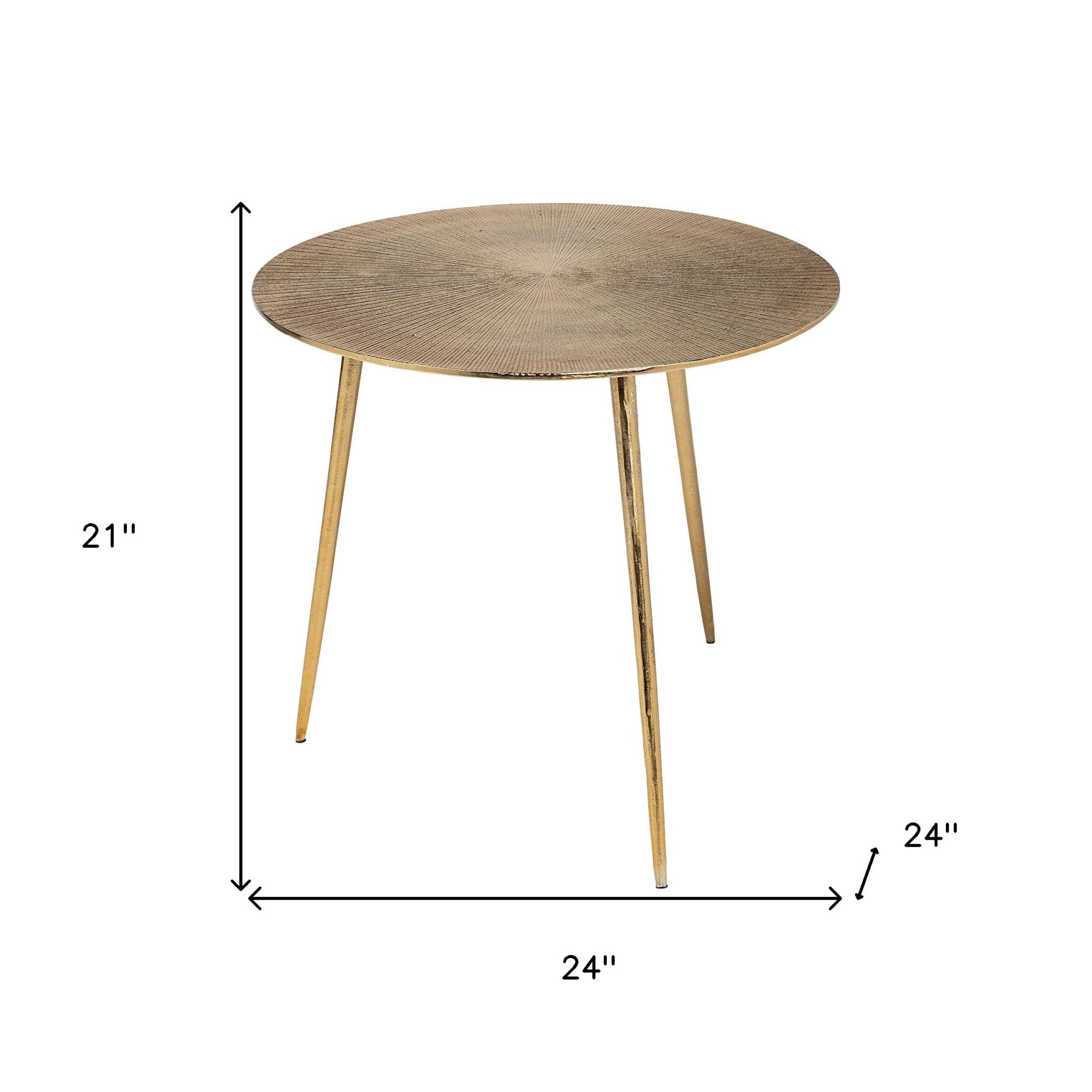 21" Gold Metal Round End Table-End-Side Tables-DECOROLALA