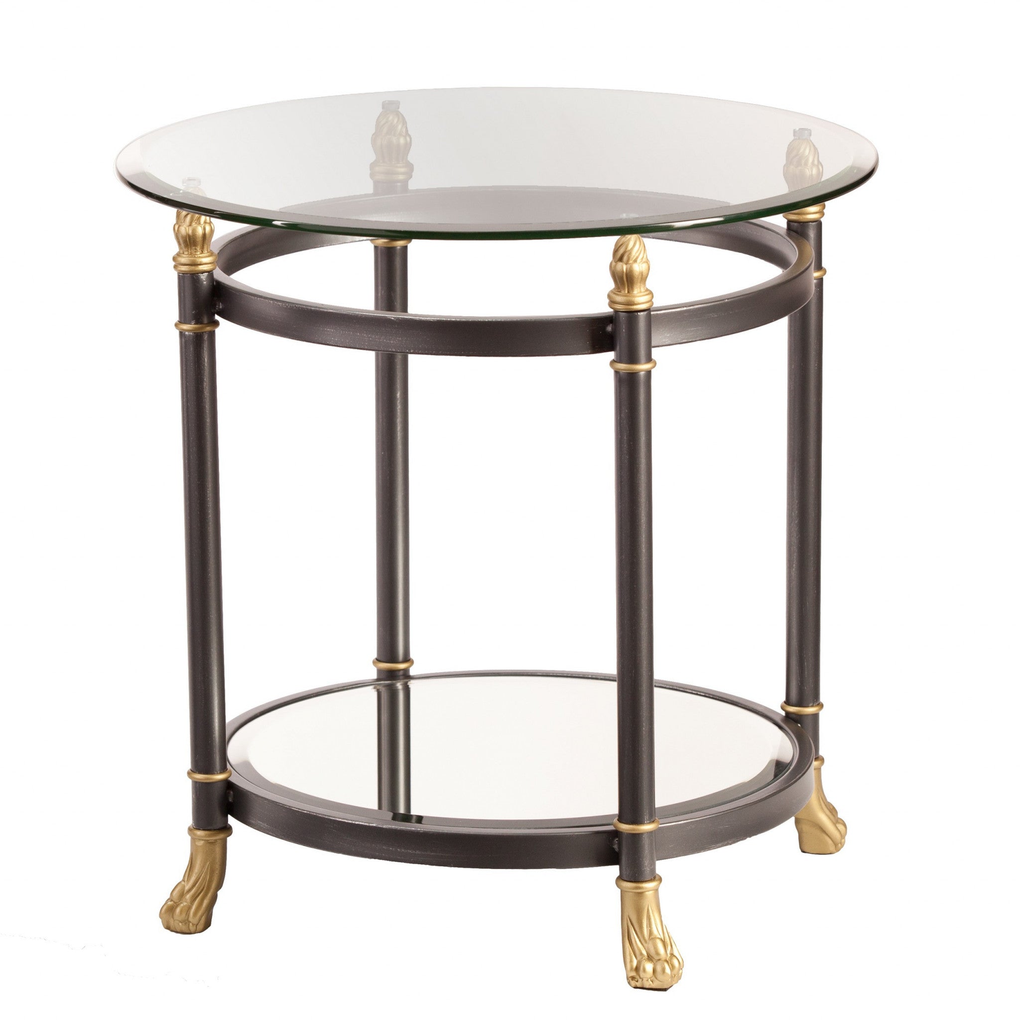 21" Gray Glass Round End Table-End-Side Tables-DECOROLALA