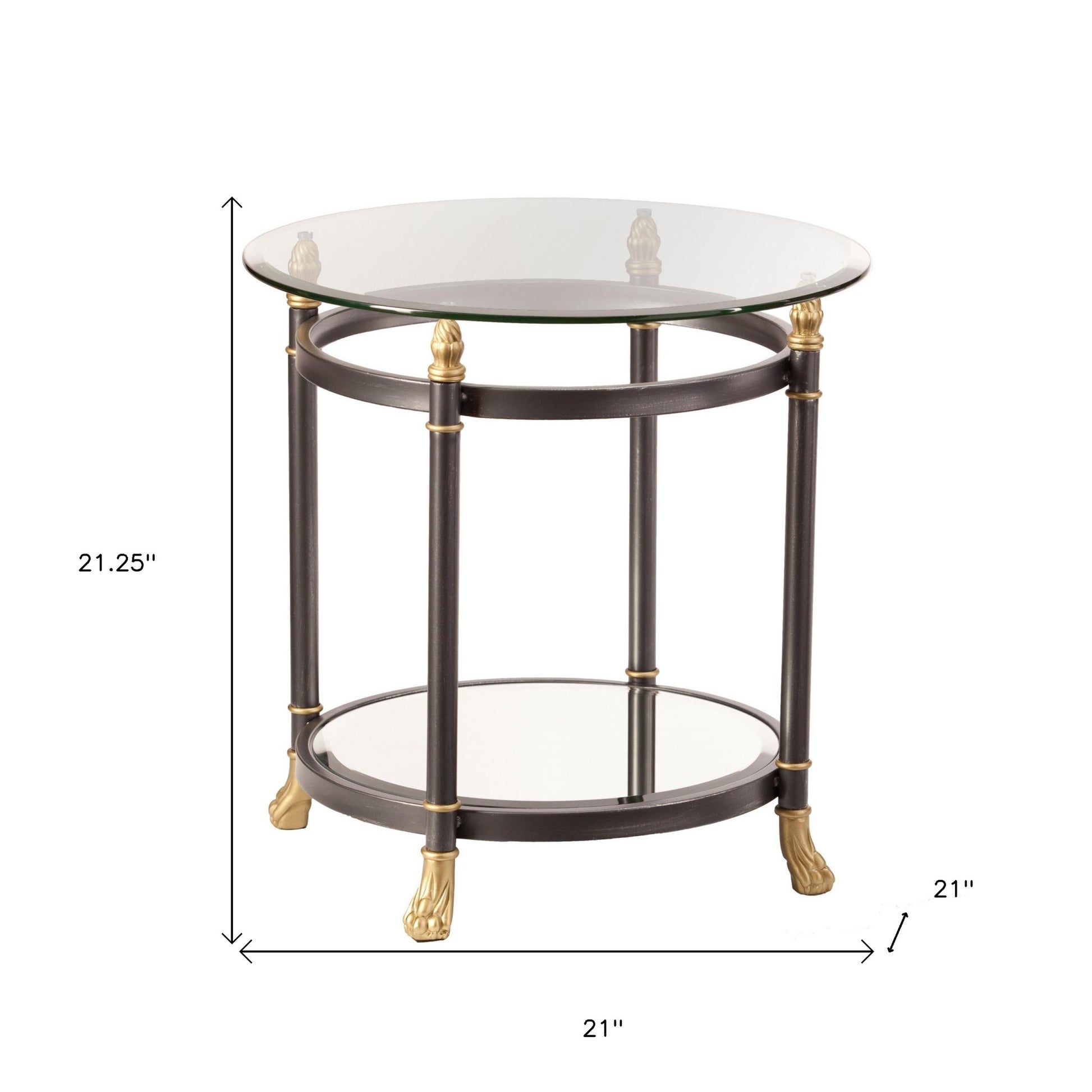 21" Gray Glass Round End Table-End-Side Tables-DECOROLALA