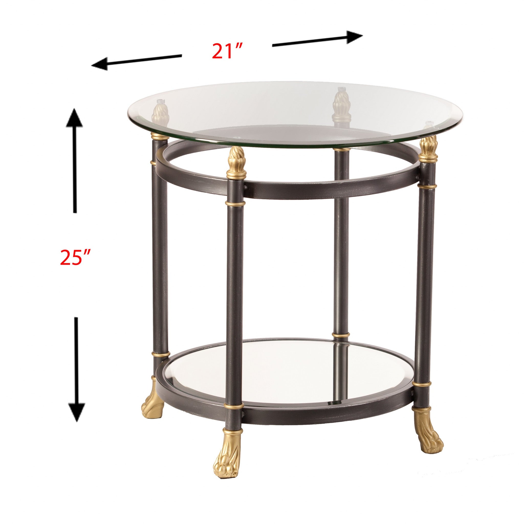 21" Gray Glass Round End Table-End-Side Tables-DECOROLALA