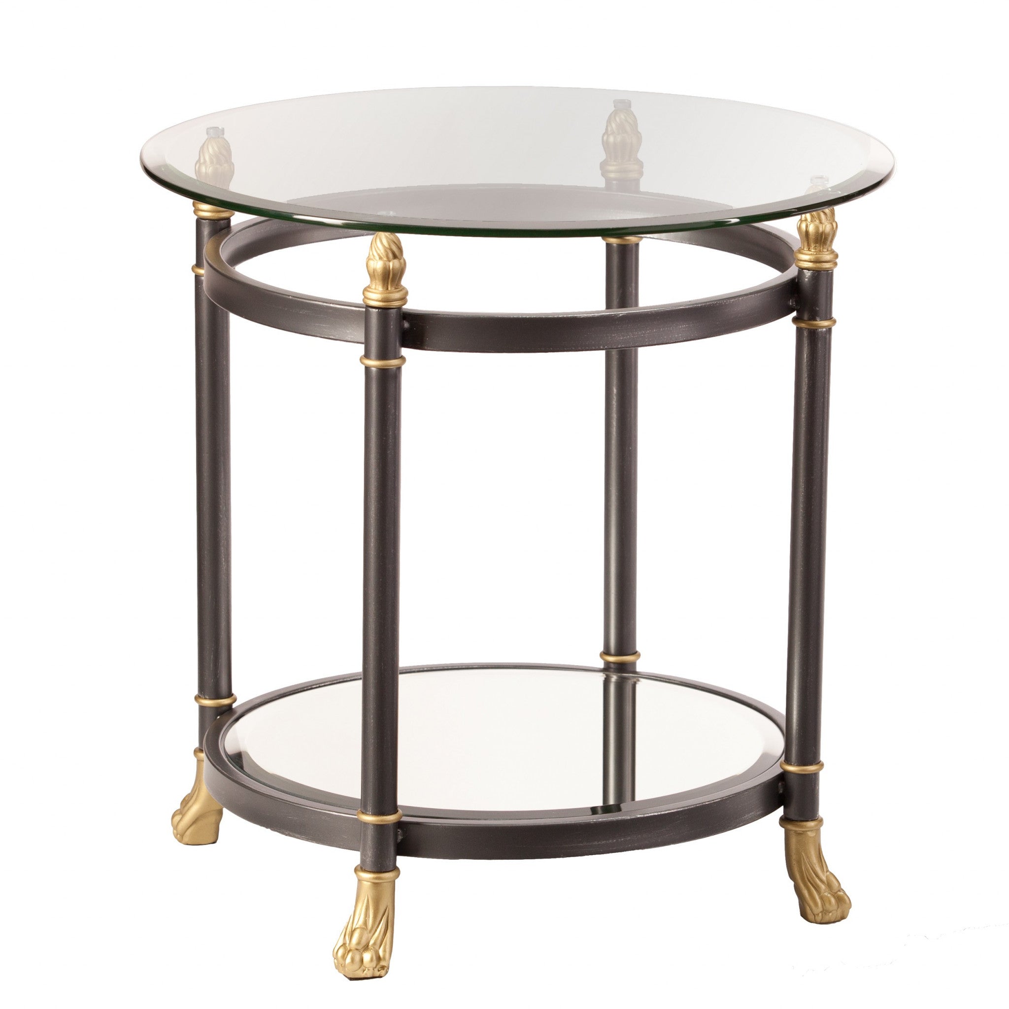 21" Gray Glass Round End Table-End-Side Tables-DECOROLALA