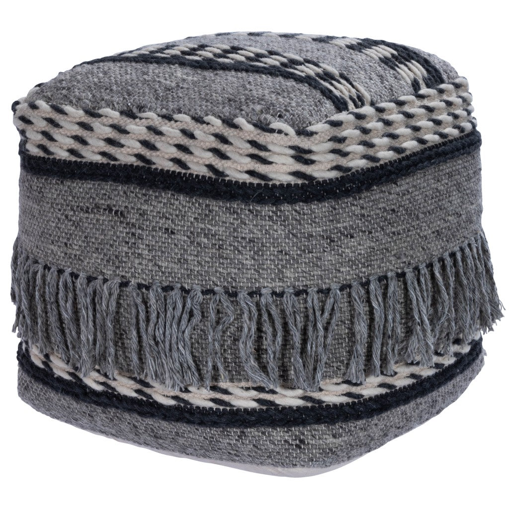 21" Gray Pouf Ottoman-Ottomans-DECOROLALA