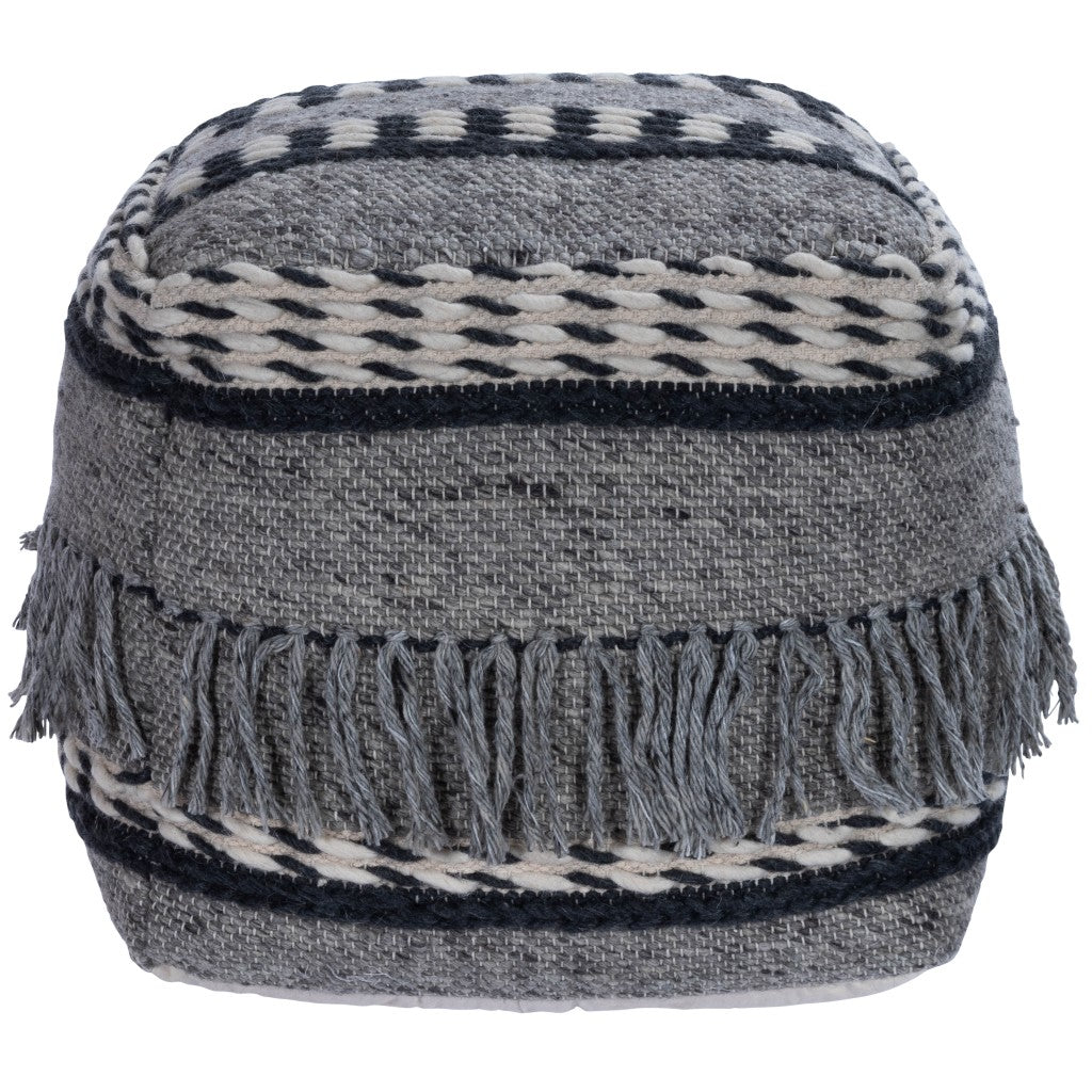 21" Gray Pouf Ottoman-Ottomans-DECOROLALA