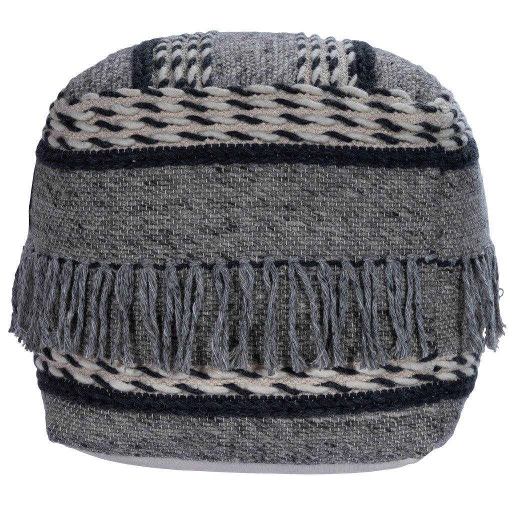 21" Gray Pouf Ottoman-Ottomans-DECOROLALA