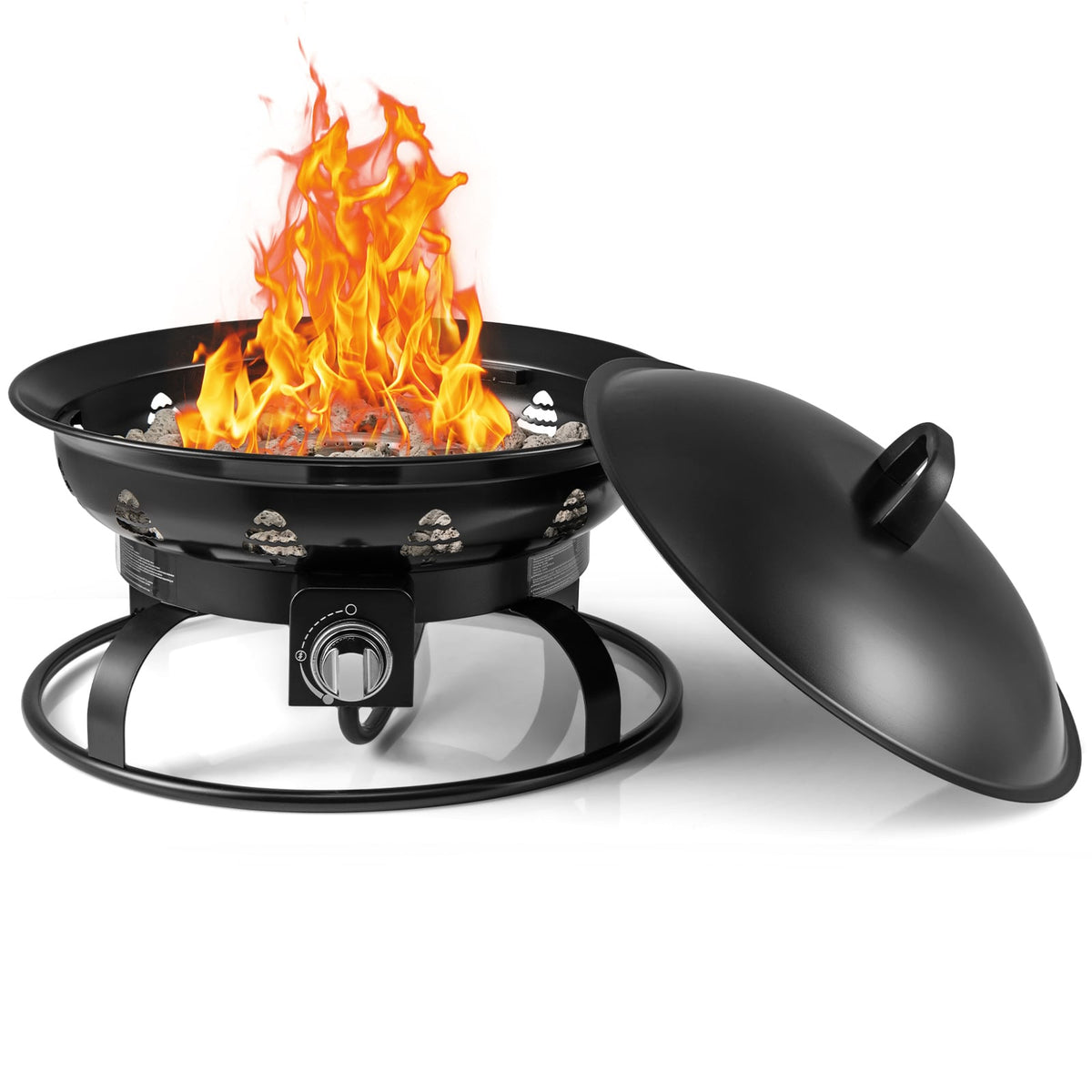21 Inch Diameter Propane Gas Fire Pit Patio Portable Fire Bowl-Black-Fire Pits-DECOROLALA