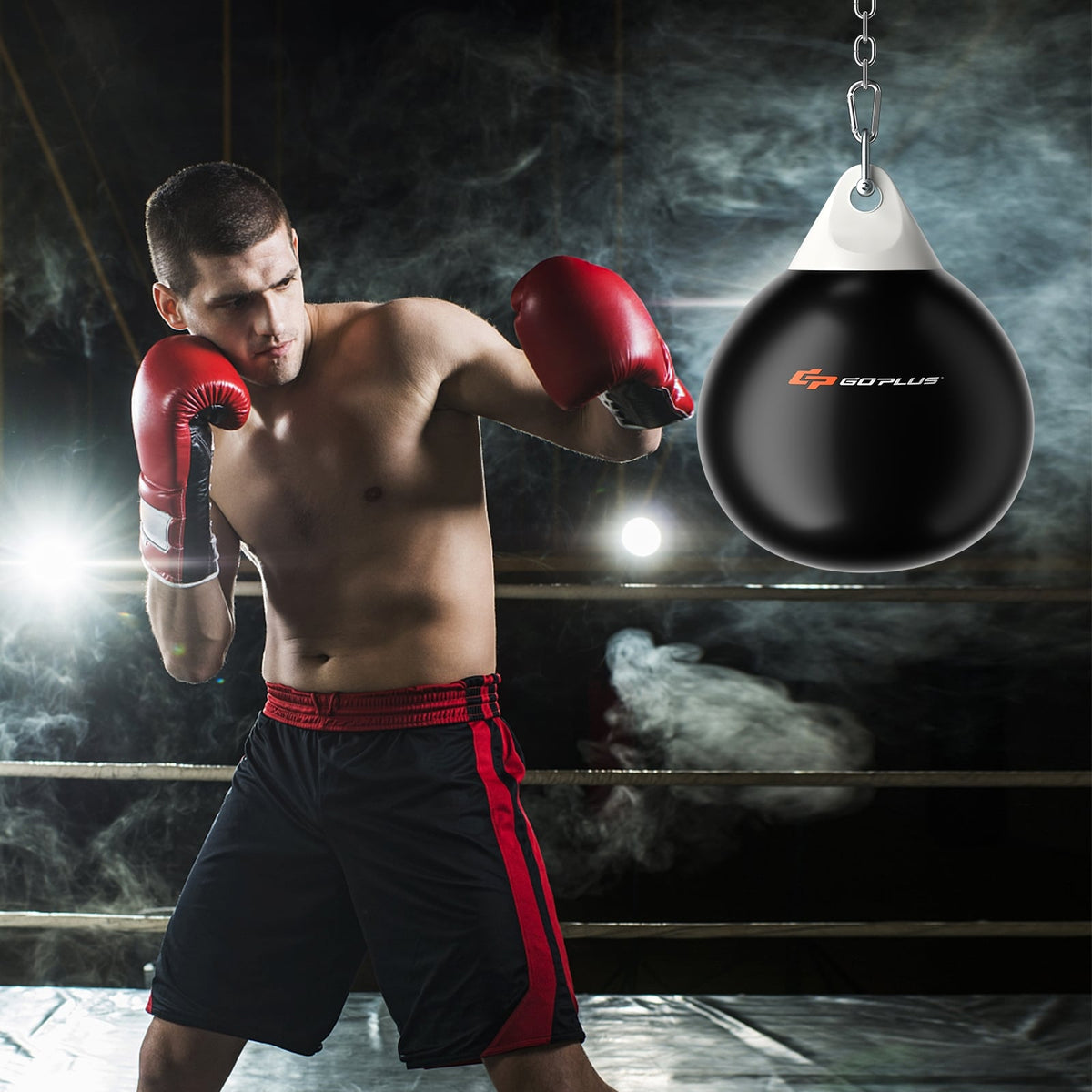 21 Inch Water Punching Bag with Adjustable Metal Chain-Black-Boxing & Martial Arts-DECOROLALA