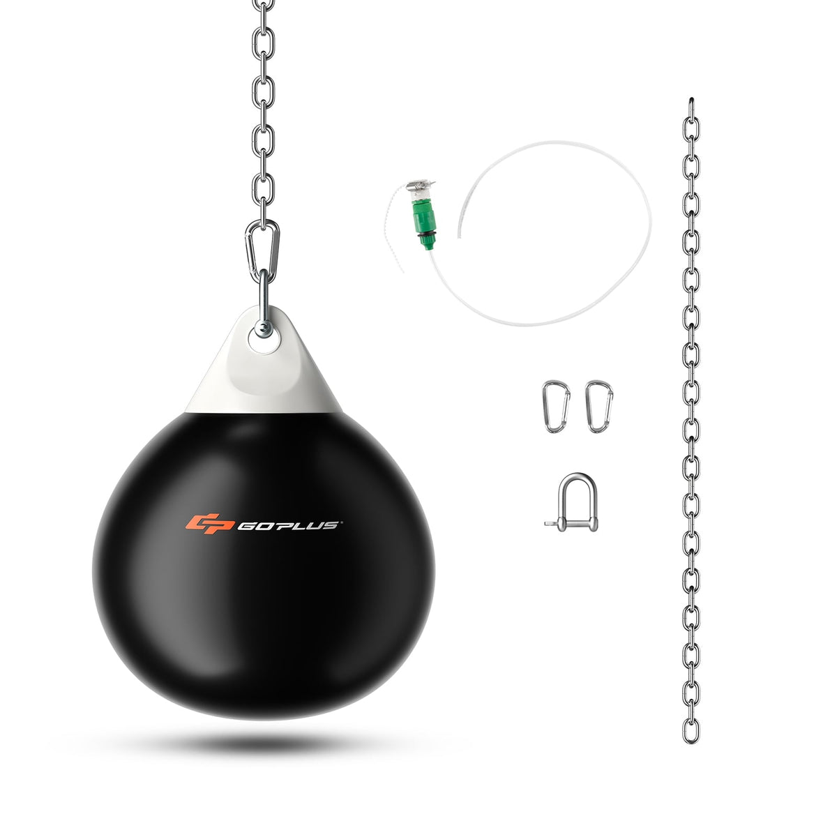 21 Inch Water Punching Bag with Adjustable Metal Chain-Black-Boxing & Martial Arts-DECOROLALA