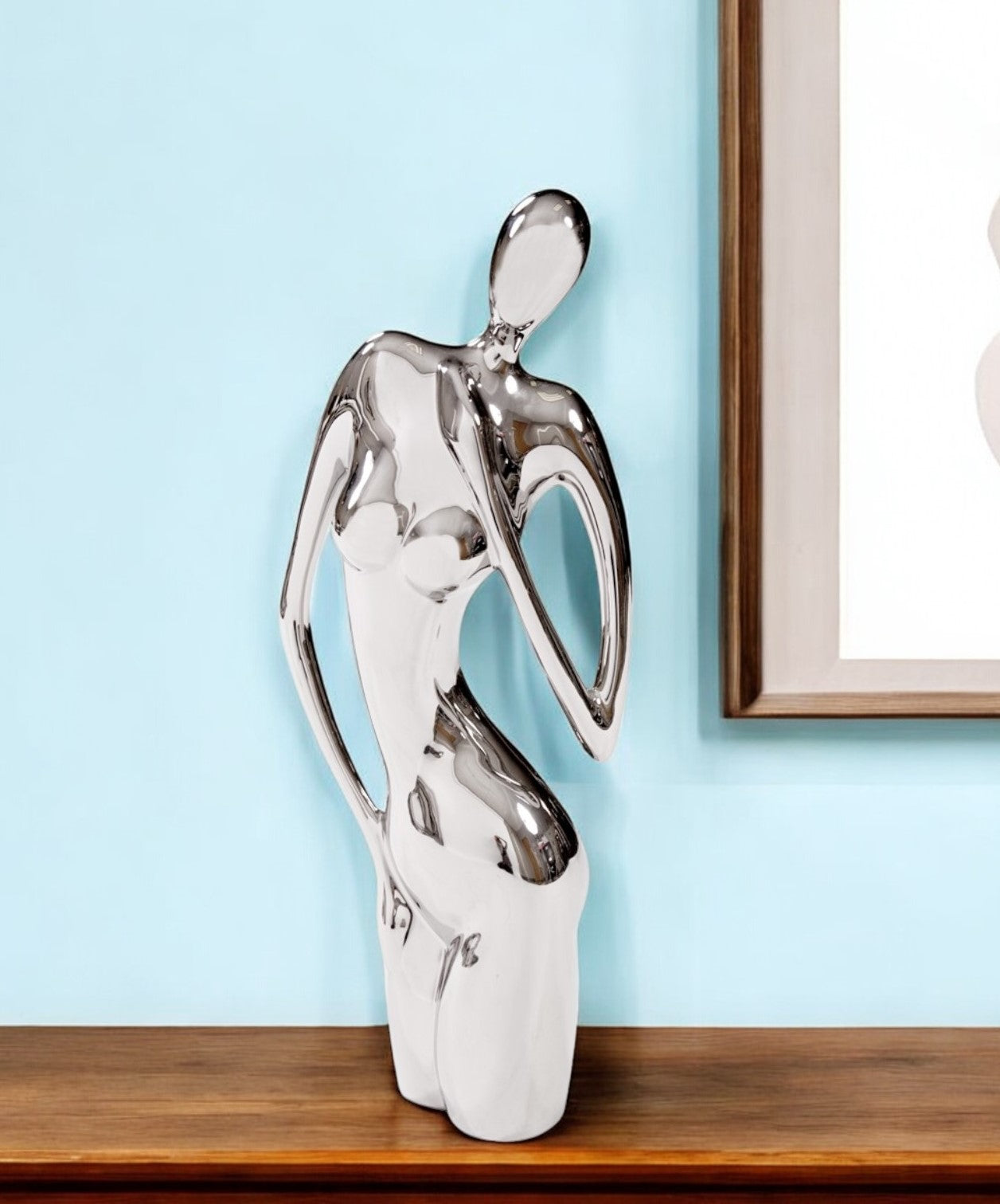 21" Nickel Glass Tabletop Sculpture-Sculptures-DECOROLALA