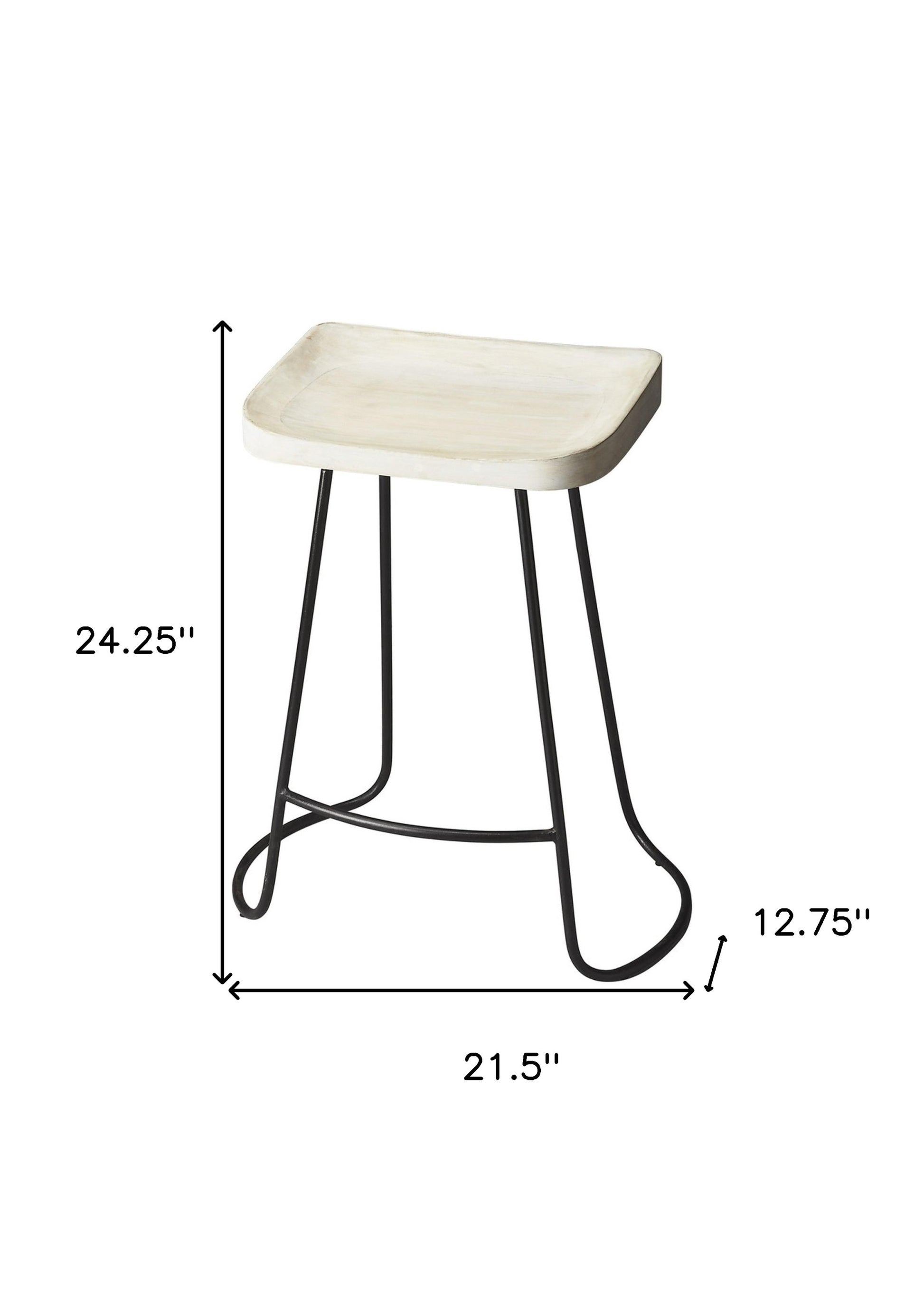 21" Off White and Black Manufactured Wood and Iron Backless Counter Height Bar Chair-Bar Chairs-DECOROLALA