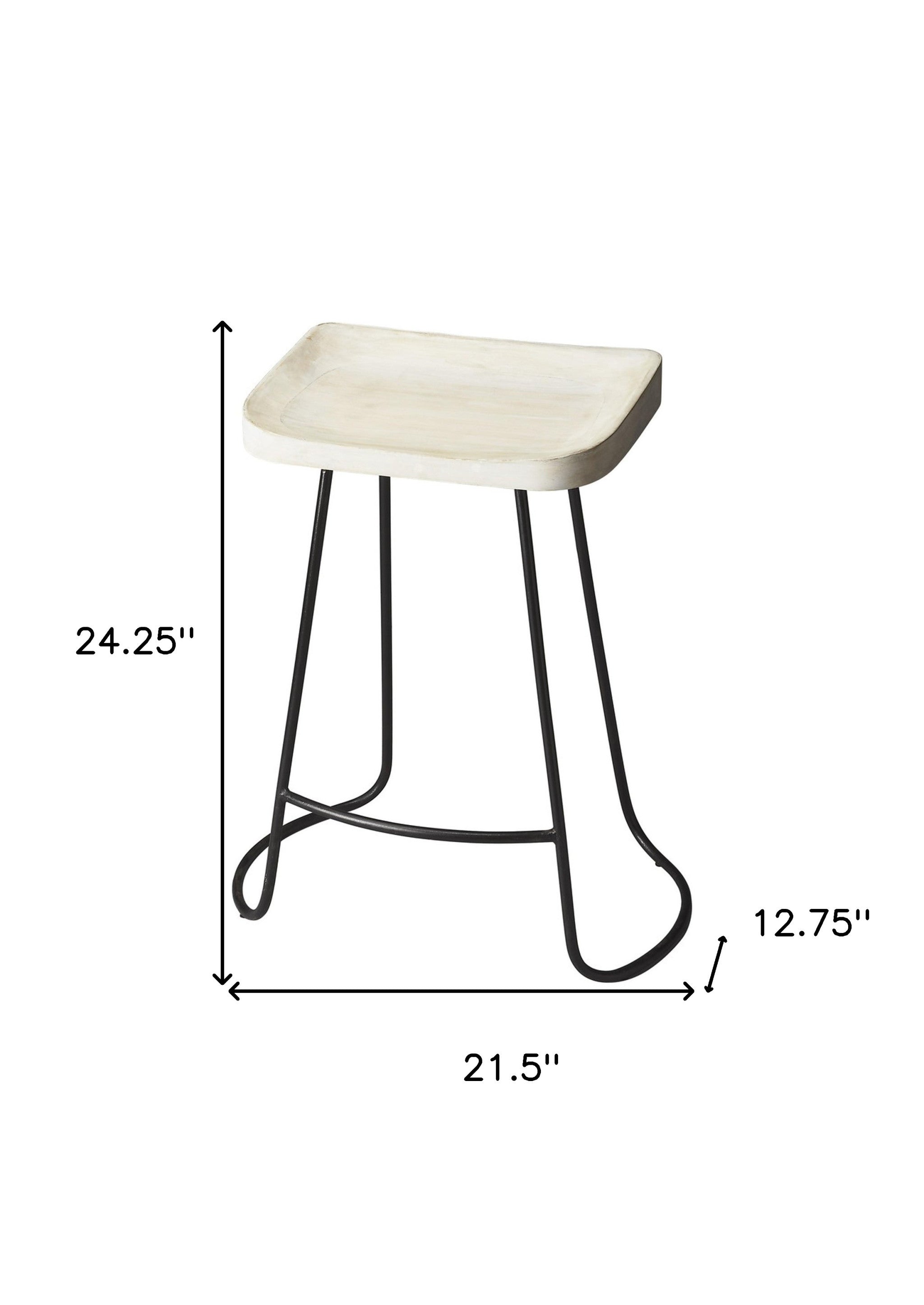 21" Off White and Black Manufactured Wood and Iron Backless Counter Height Bar Chair-Bar Chairs-DECOROLALA