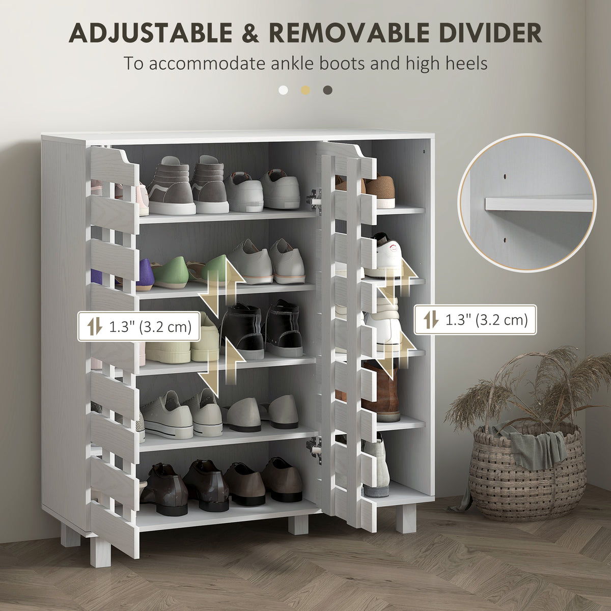 21-Pair Shoe Cabinet - White 5-Tier Storage Organizer-Home Furnishings > Storage & Organization > Shoe Storage Cabinets & Racks-DECOROLALA