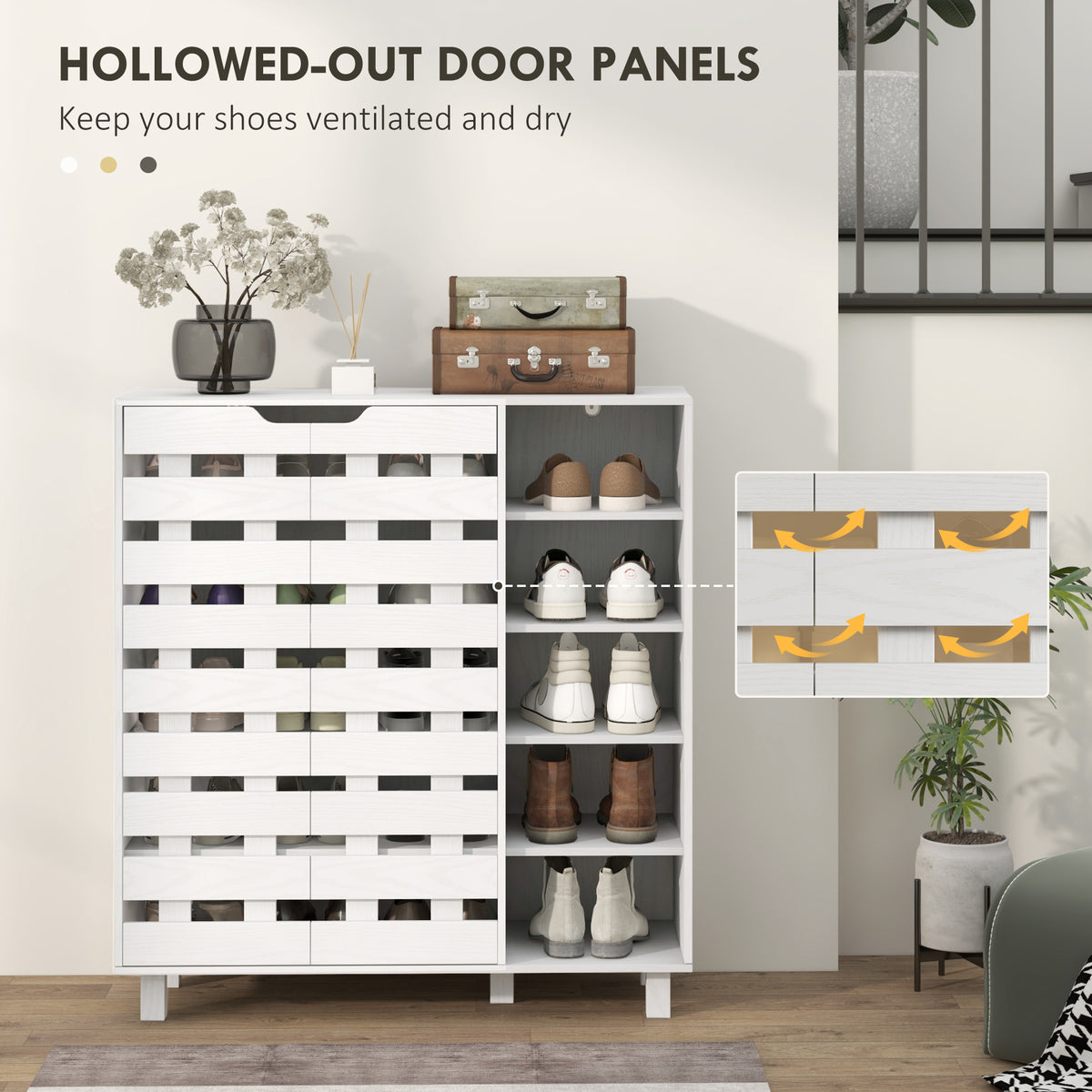 21-Pair Shoe Cabinet - White 5-Tier Storage Organizer-Home Furnishings > Storage & Organization > Shoe Storage Cabinets & Racks-DECOROLALA