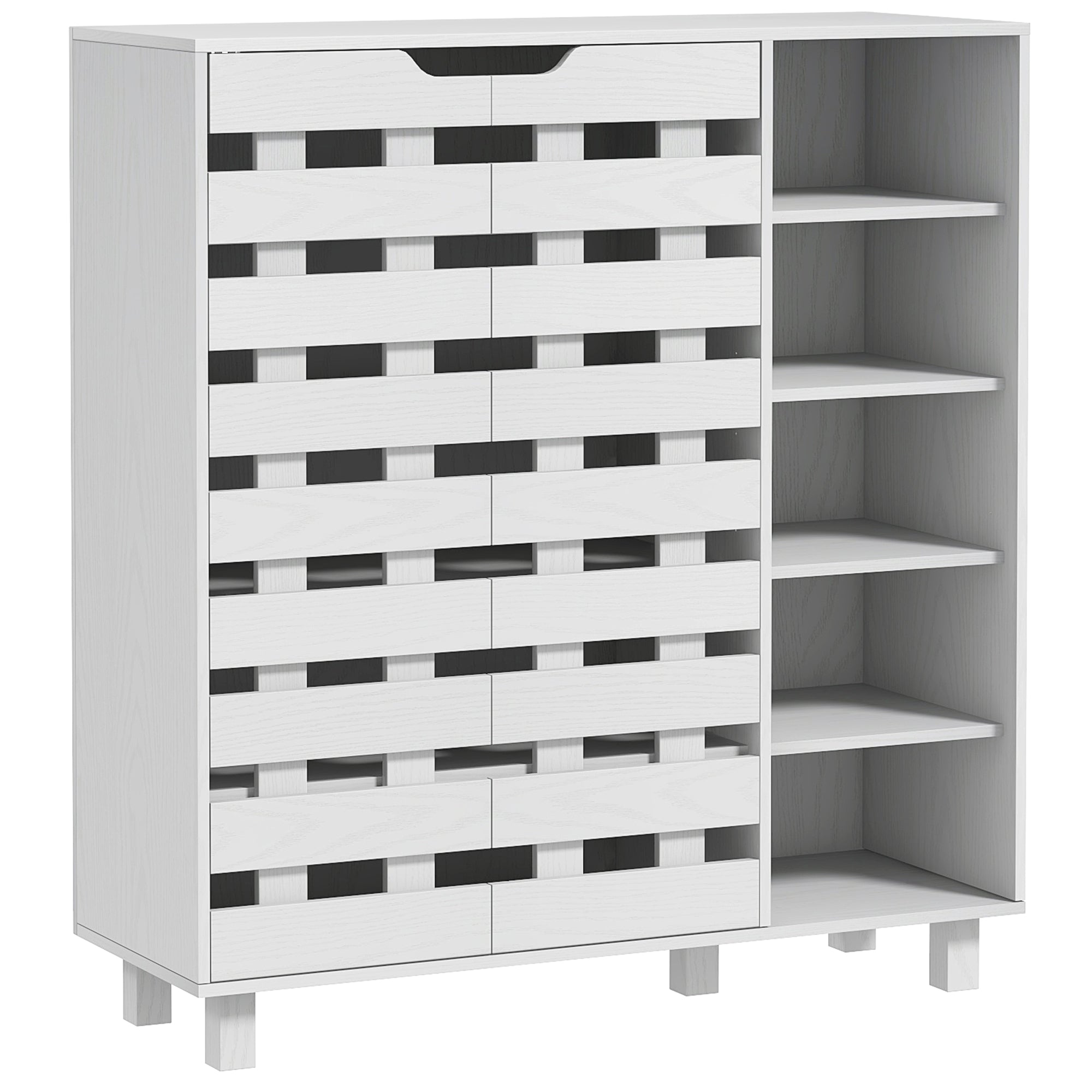 21-Pair Shoe Cabinet - White 5-Tier Storage Organizer-Home Furnishings > Storage & Organization > Shoe Storage Cabinets & Racks-DECOROLALA