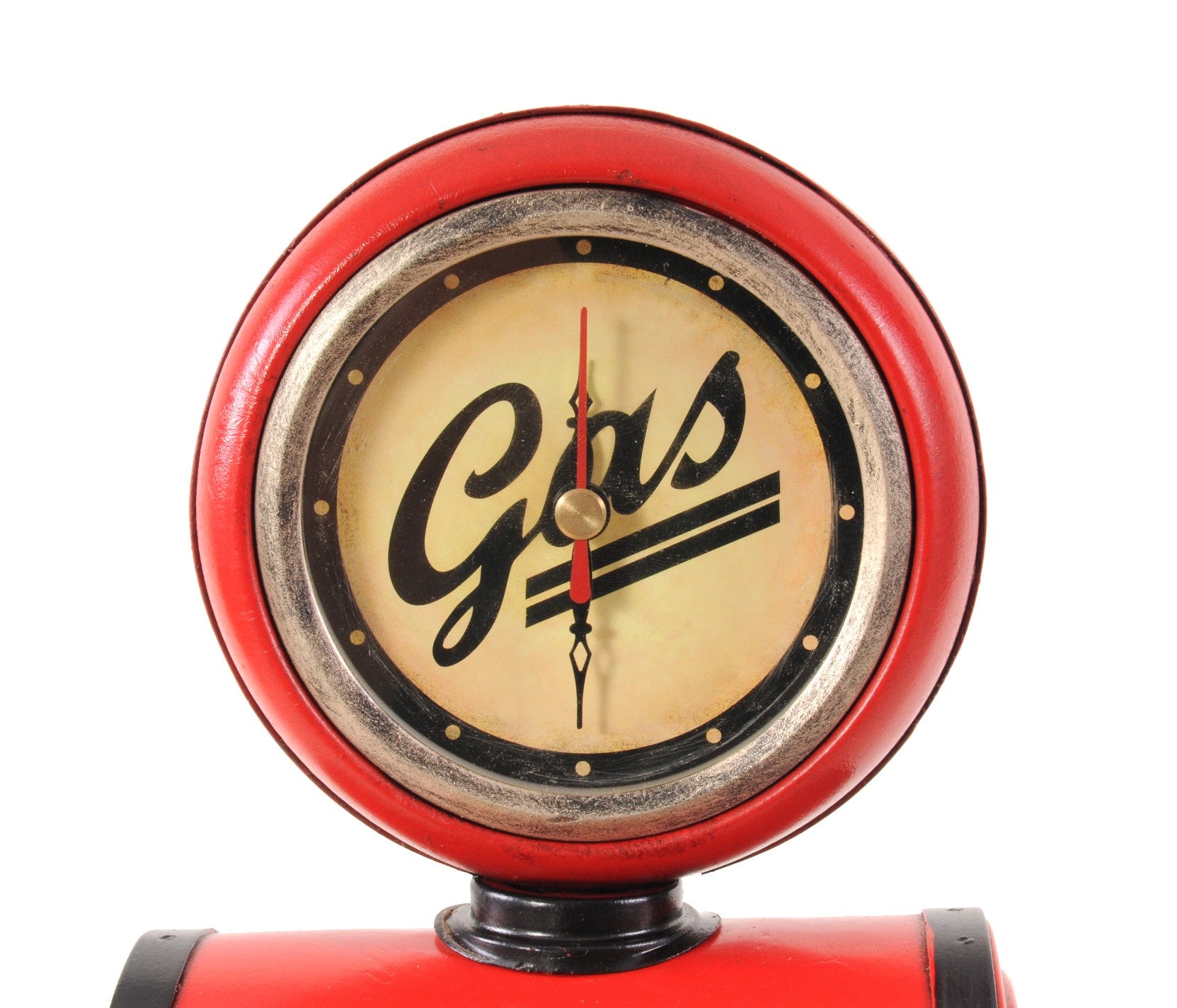 21" Red Metal Hand Painted Gas Pump Clock Sculpture-Sculptures-DECOROLALA