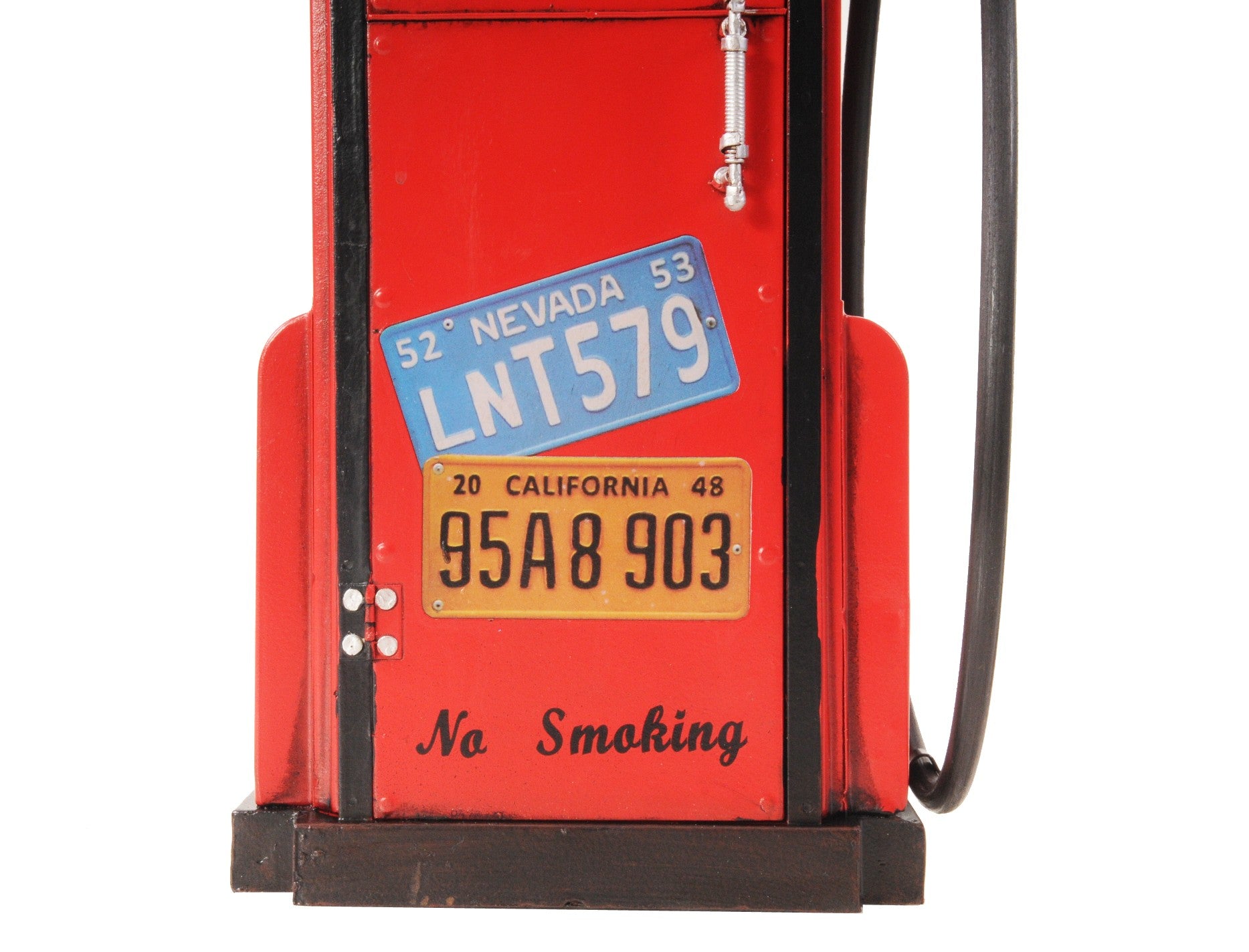 21" Red Metal Hand Painted Gas Pump Clock Sculpture-Sculptures-DECOROLALA