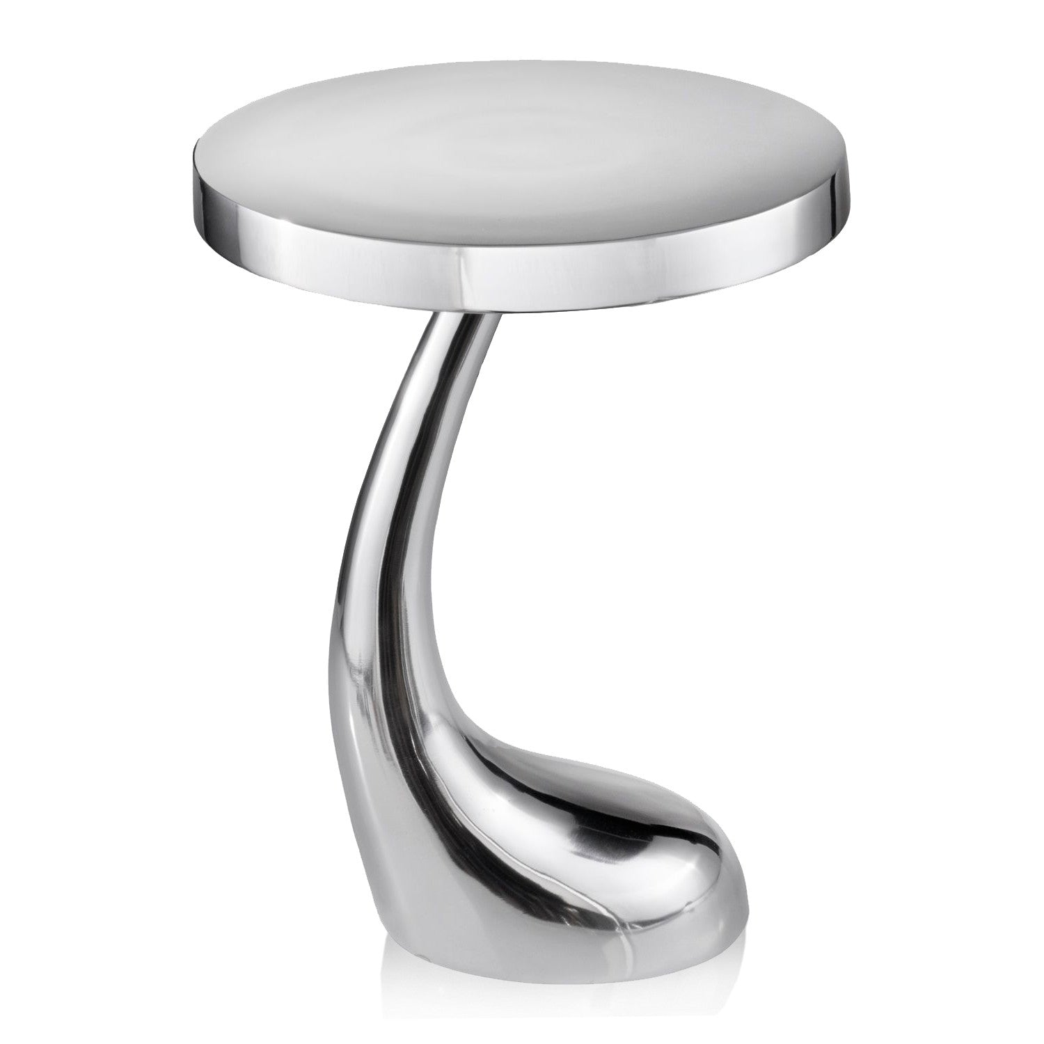 21" Silver Aluminum Round Abstract End Table-End-Side Tables-DECOROLALA